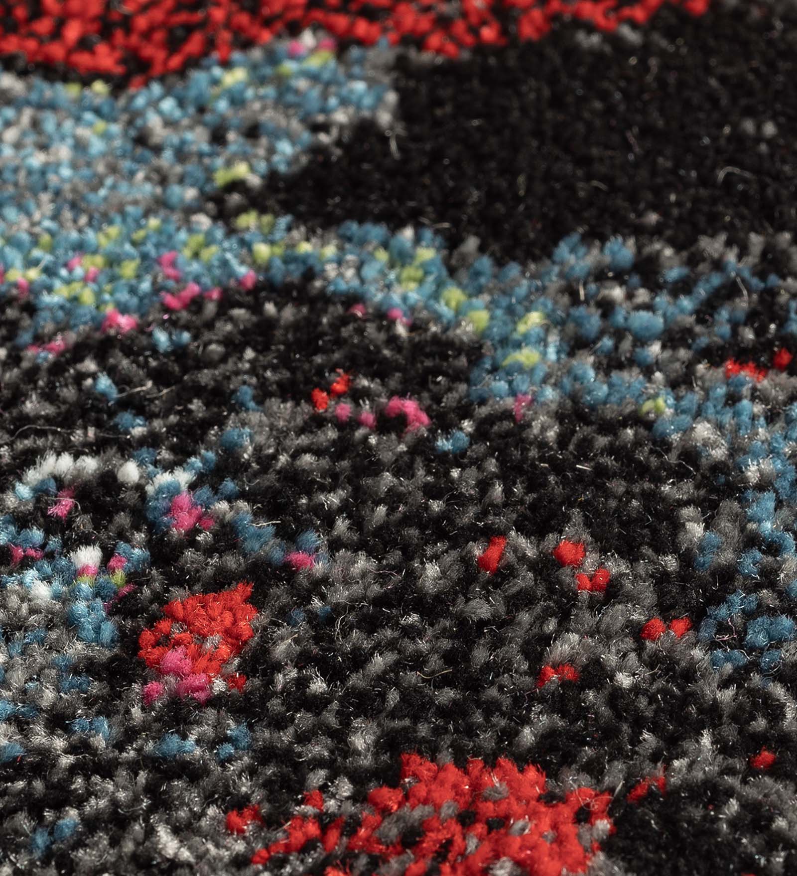 Diamond Floral Bedside Runner Blue and Maroon