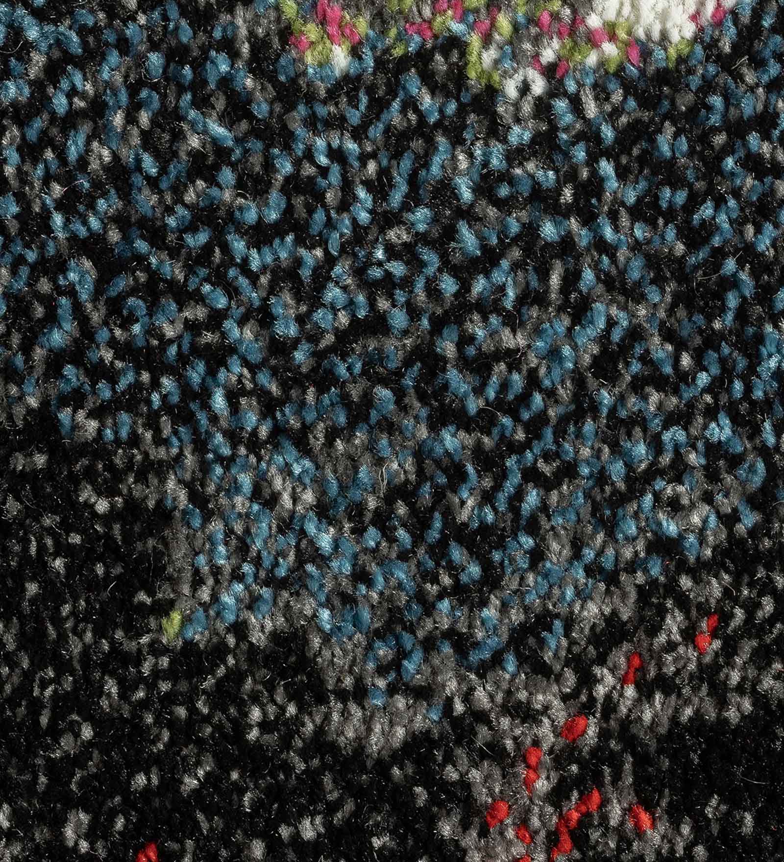 Diamond Floral Bedside Runner Blue and Maroon