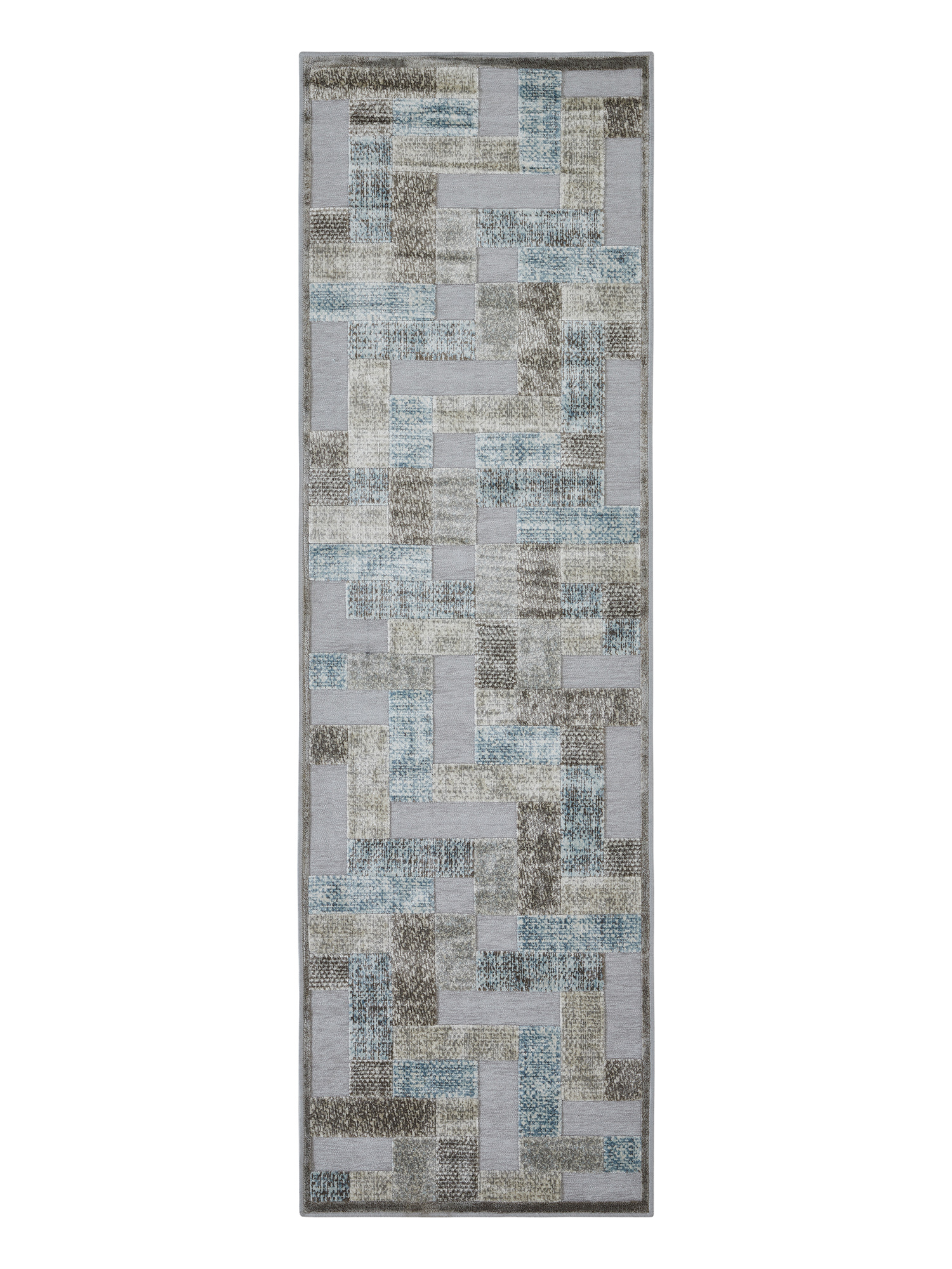 Genova Geometric Runner Blue and Brown