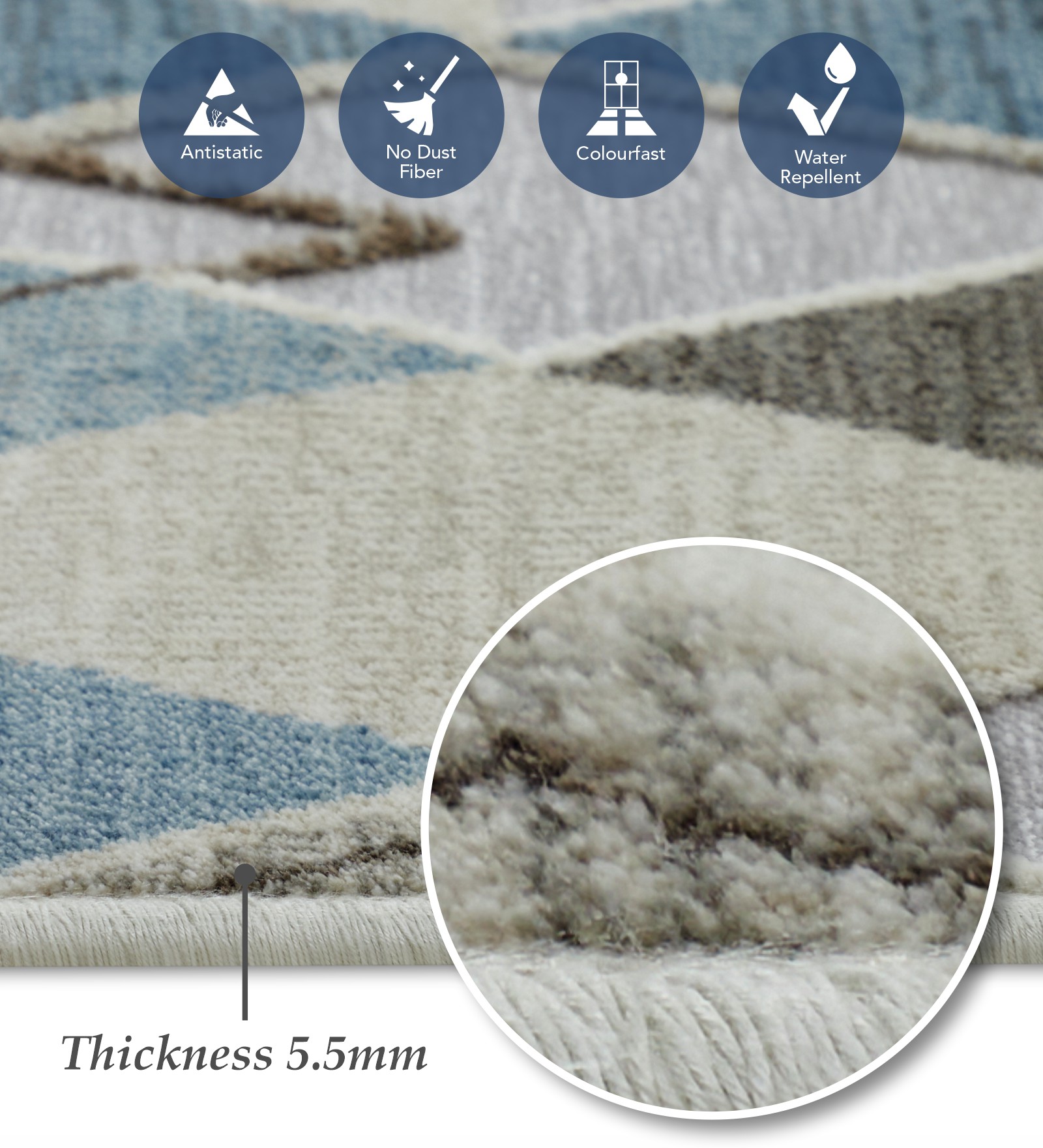 Genova Geometric Runner Cream and Blue