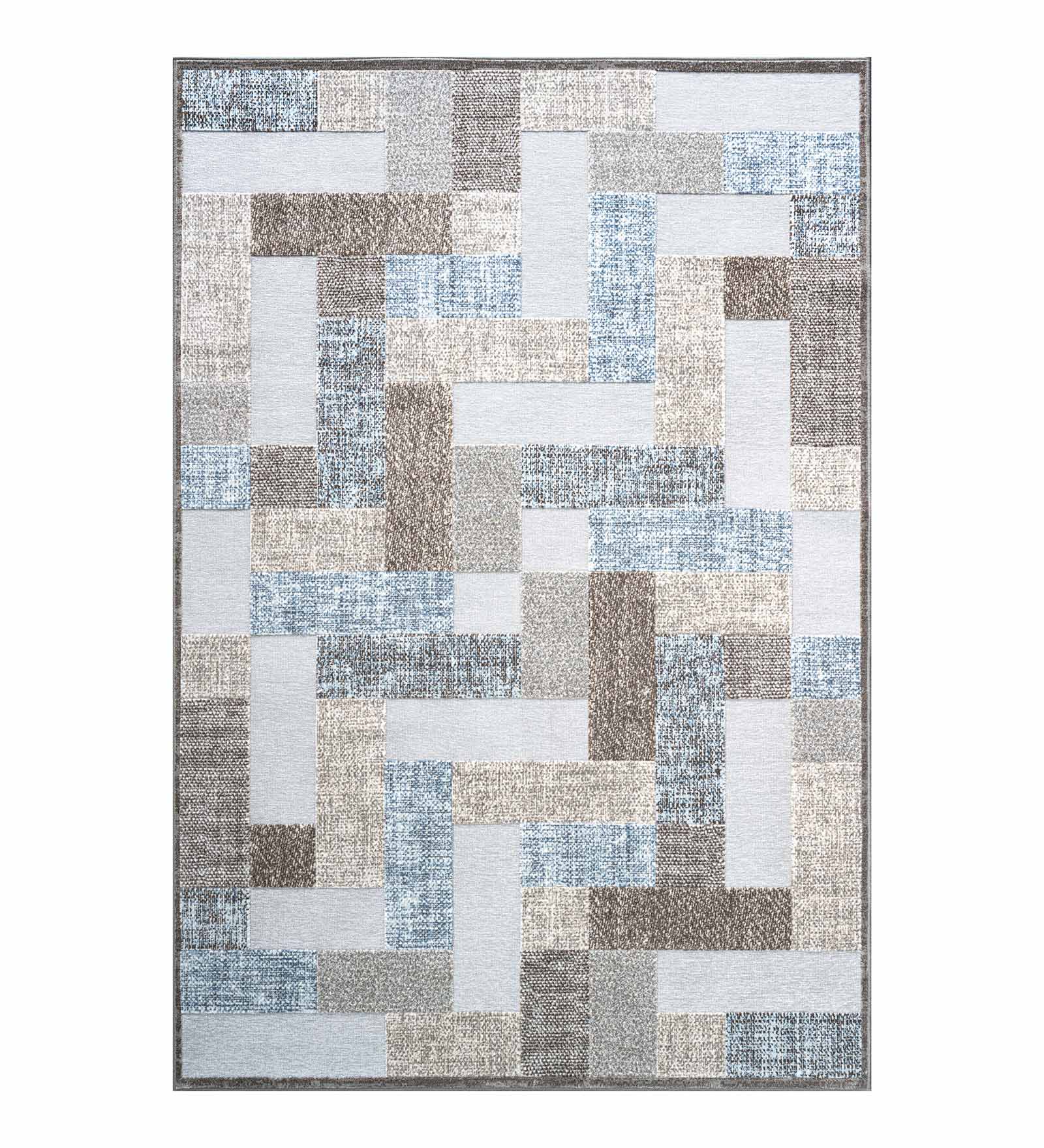 Genova Geometric Carpet Blue and Brown