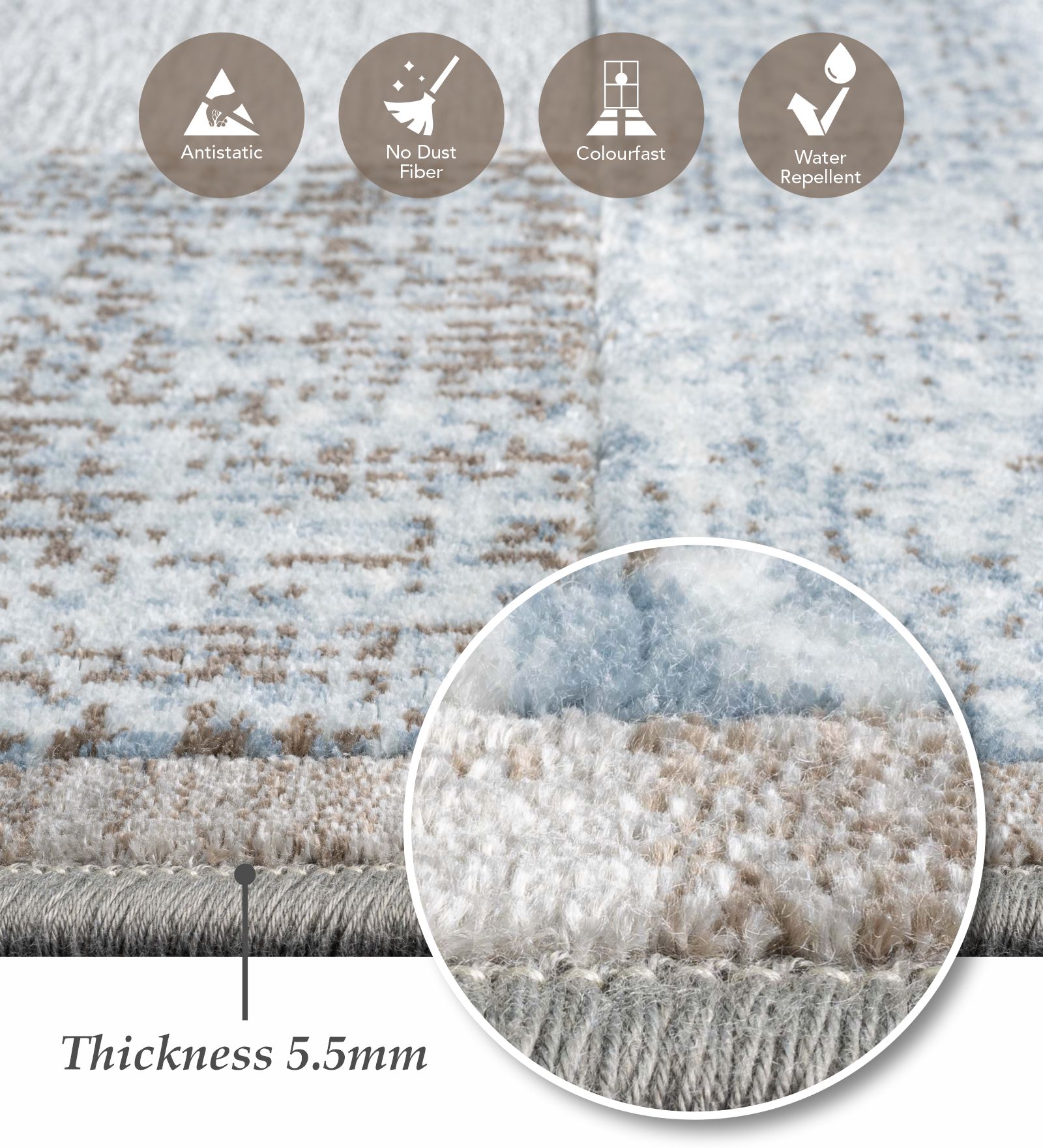 Genova Geometric Carpet Blue and Brown