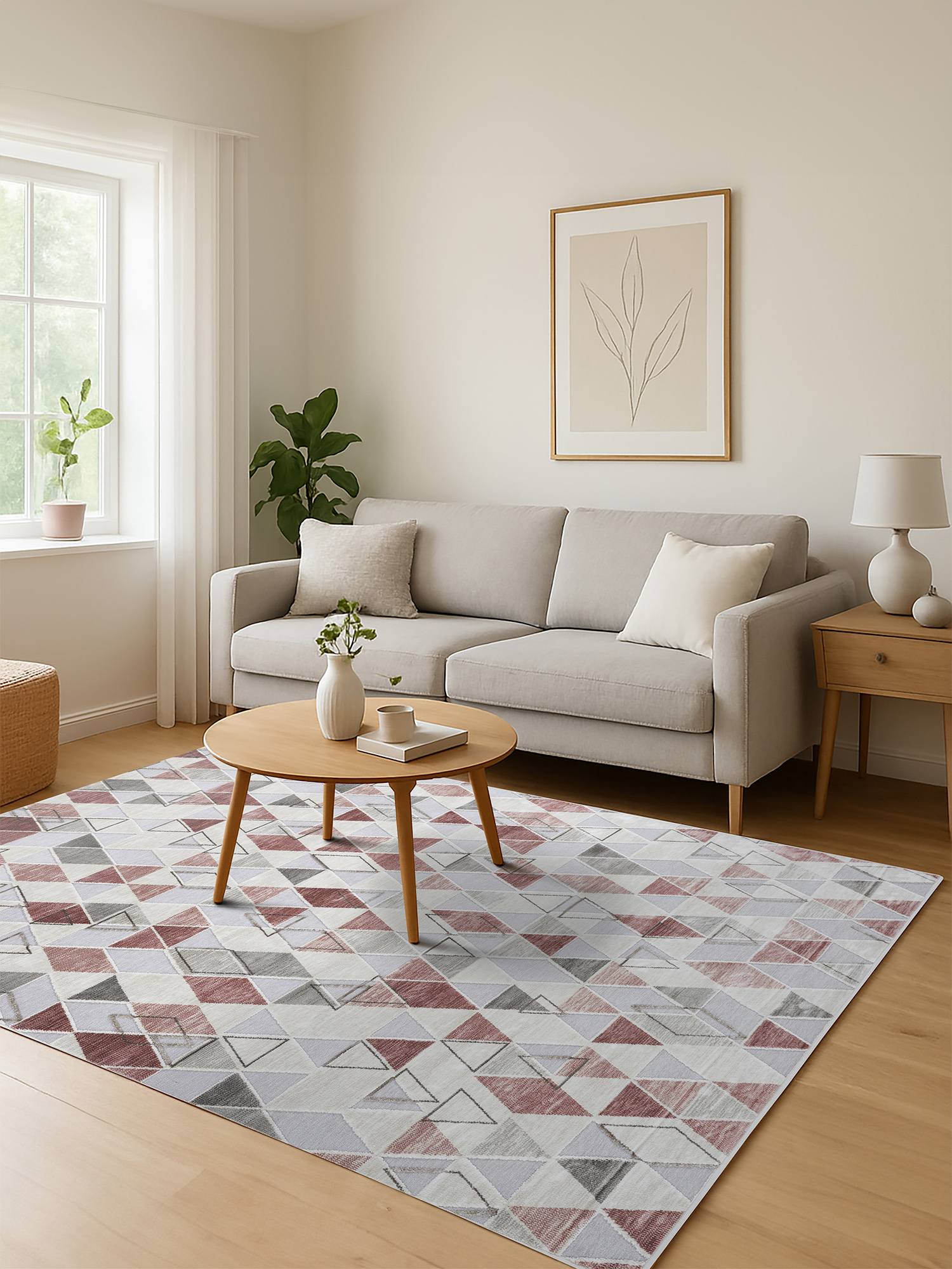 Genova Geometric Carpet Cream and Red