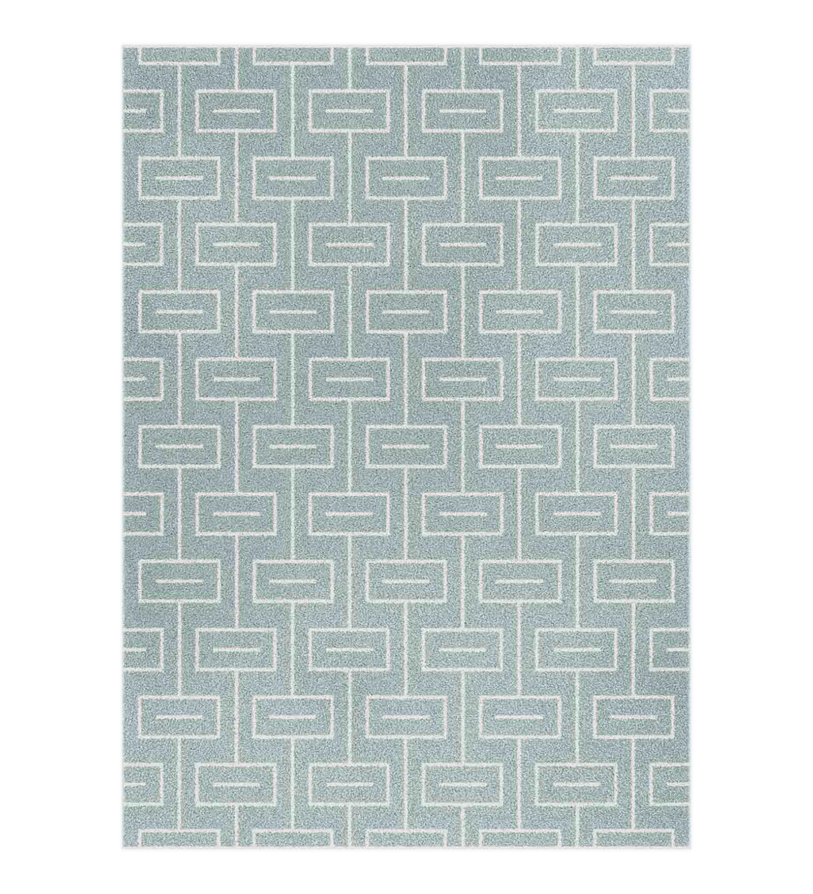 Elle Brick Road Geometric Carpet T.Blue