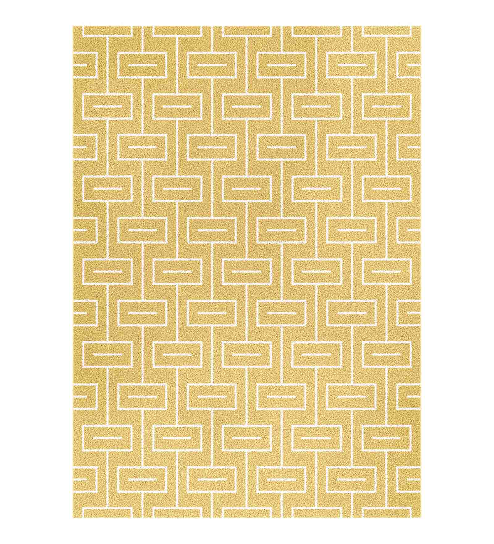 Elle Brick Road Geometric Carpet Mustard