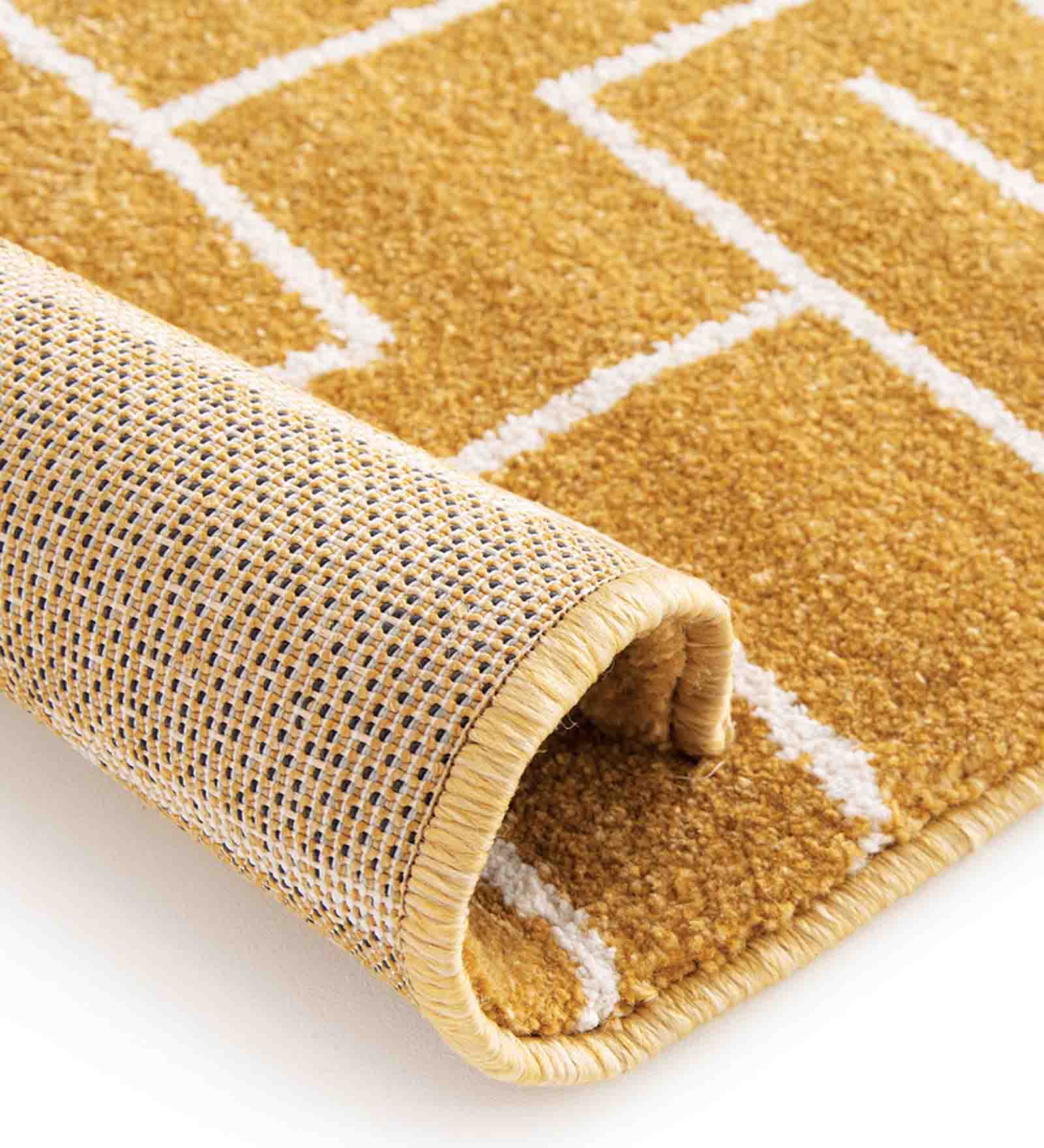 Elle Brick Road Geometric Carpet Mustard