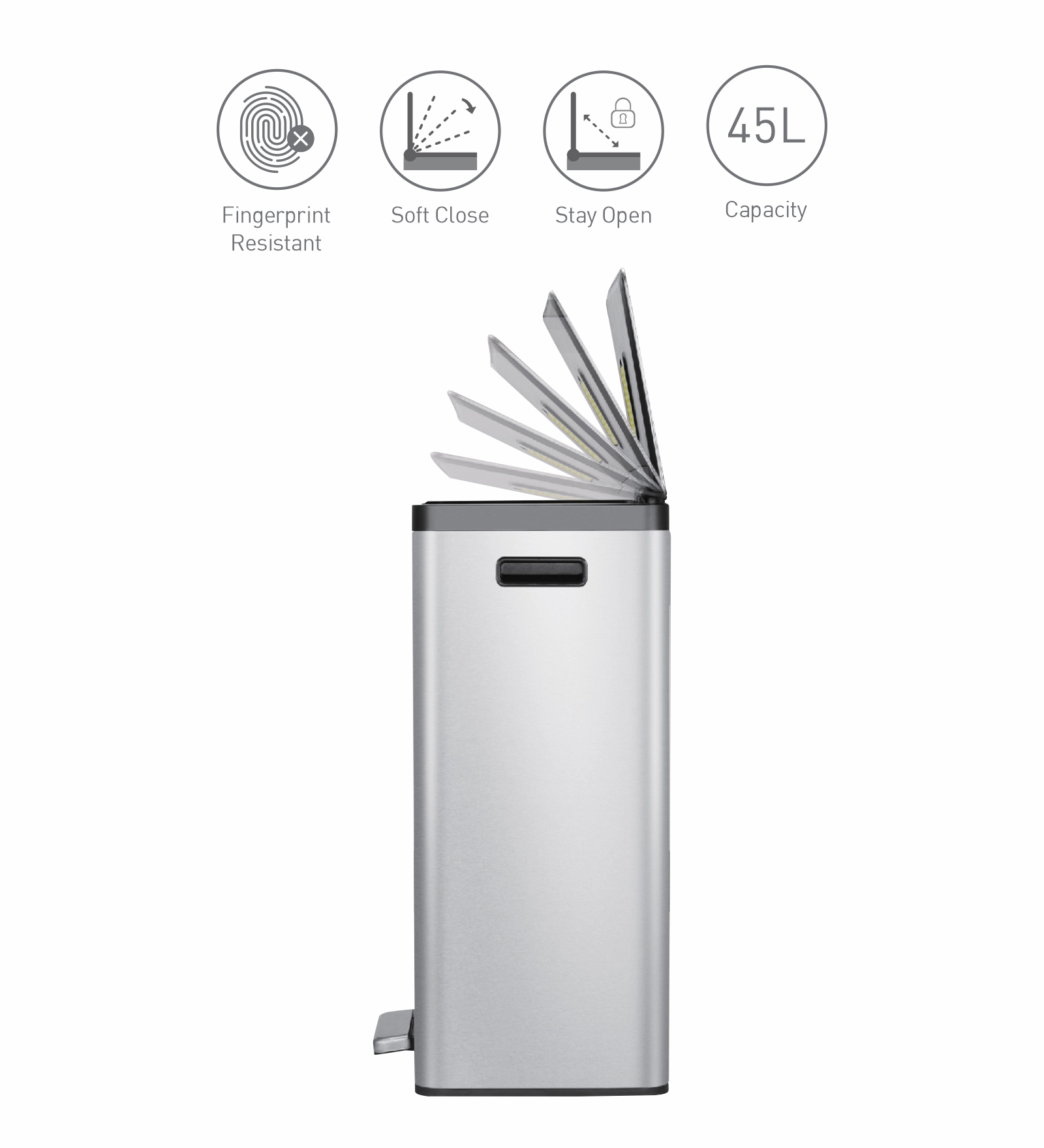 EKO 9138 Eco Casa II Fingerprint Resistant Step Bin Metallic