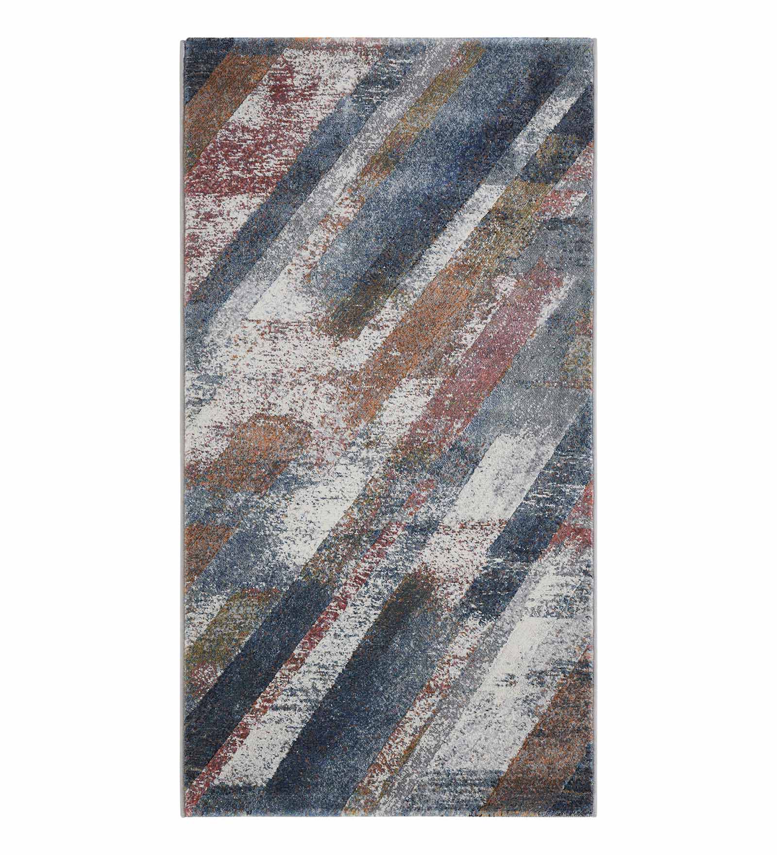 Aquarius Abstract Machine Made Runner Brown
