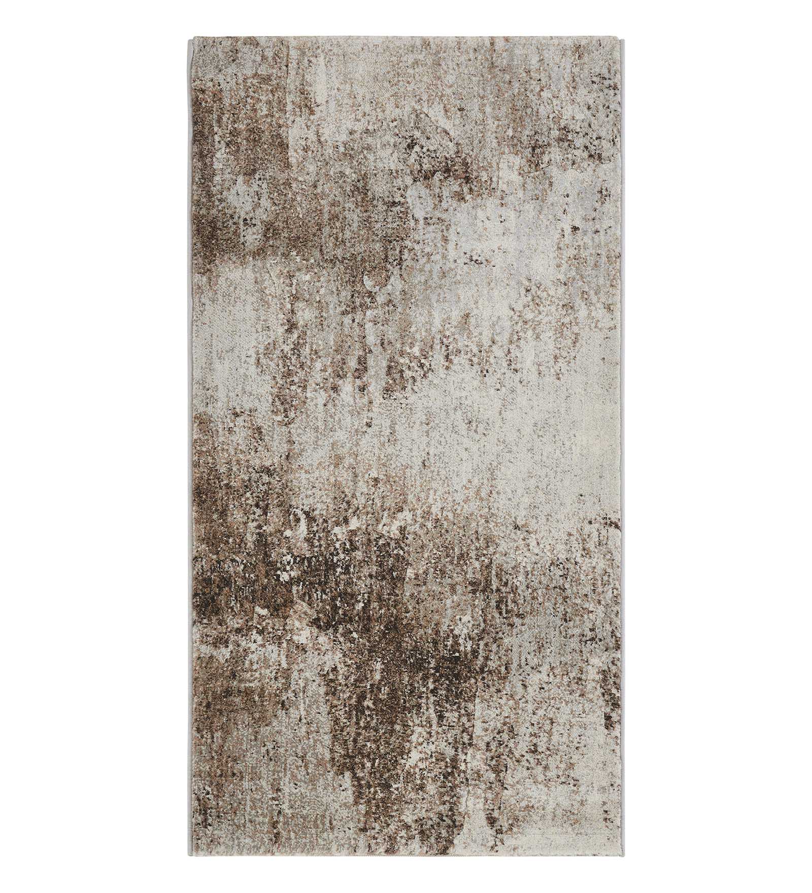 Aquarius Abstract Machine Made Runner Brown