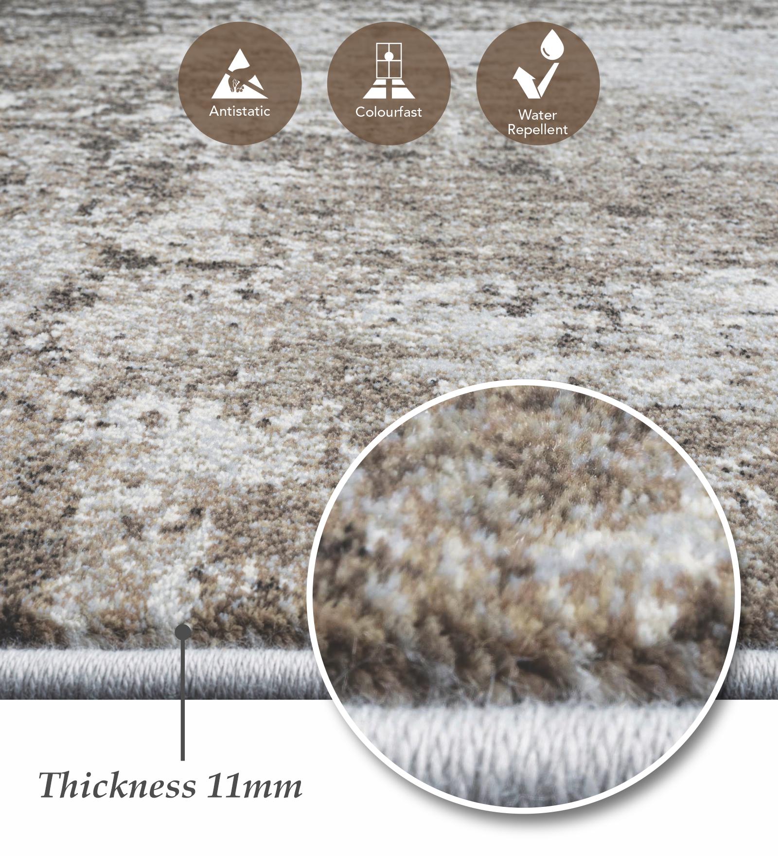 Aquarius Abstract Machine Made Runner Brown