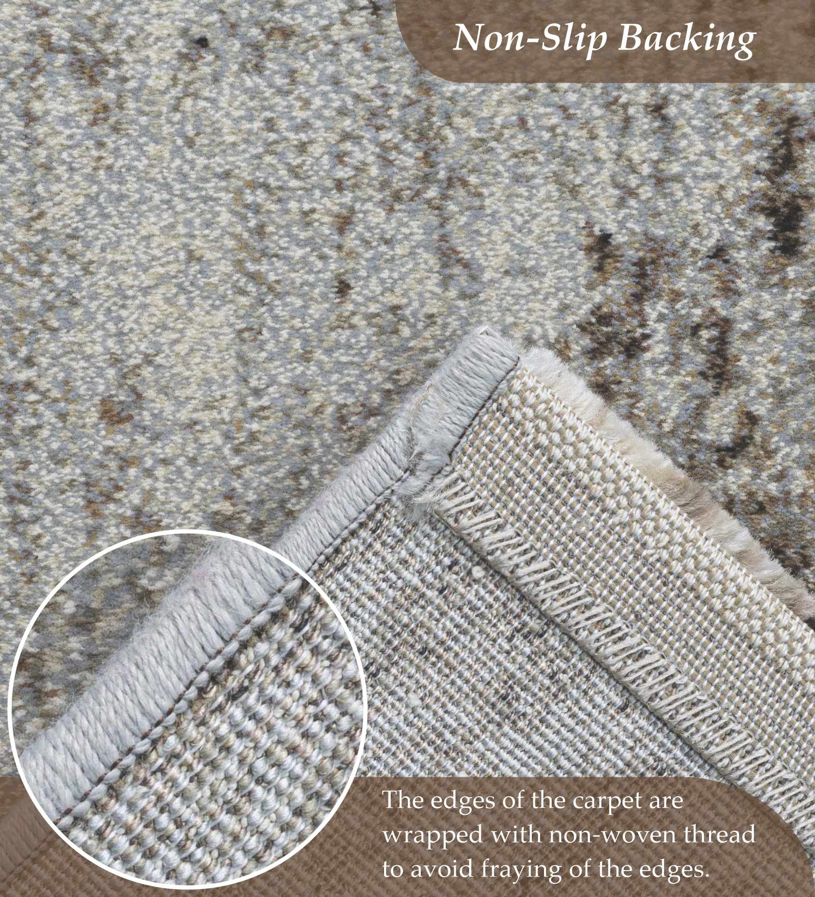 Aquarius Abstract Machine Made Runner Brown