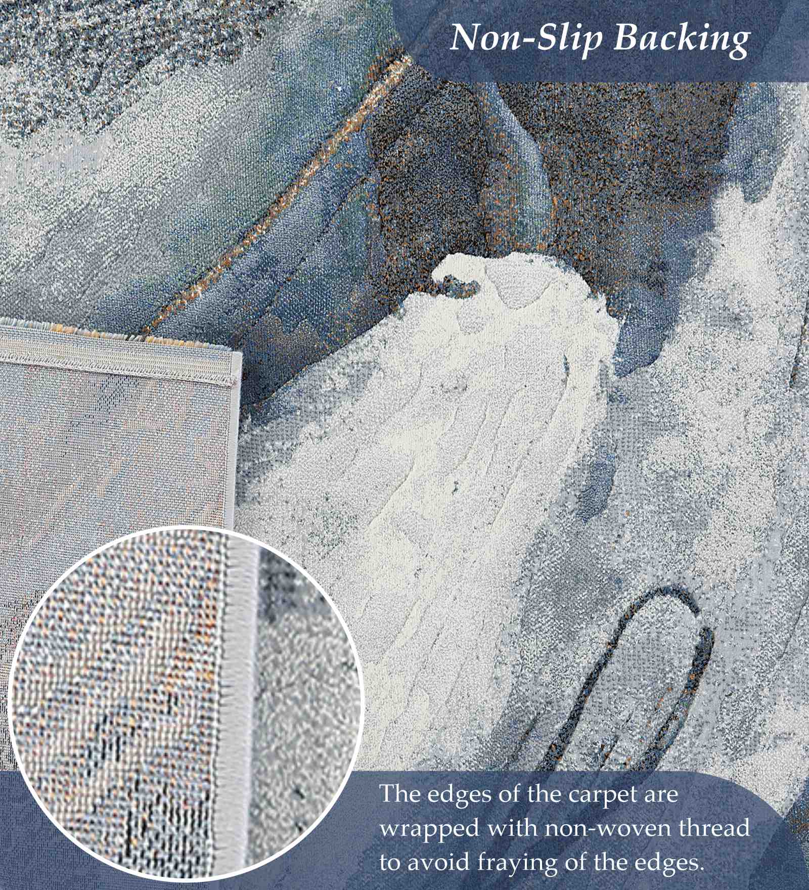 Aquarius Abstract Machine Made Runner Blue