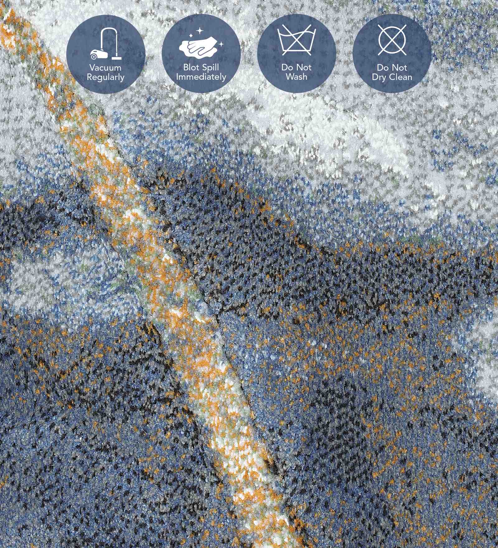 Aquarius Abstract Machine Made Runner Blue