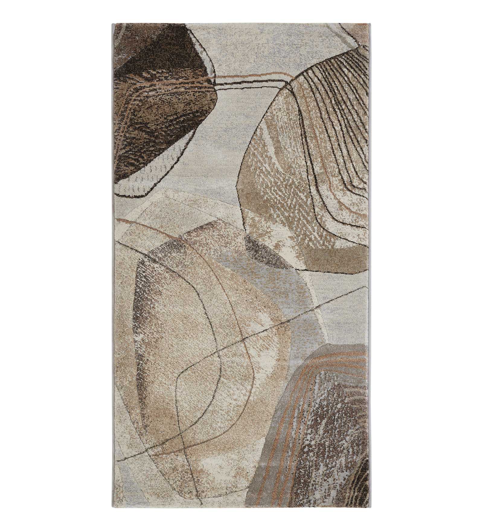 Aquarius Abstract Machine Made Runner Grey