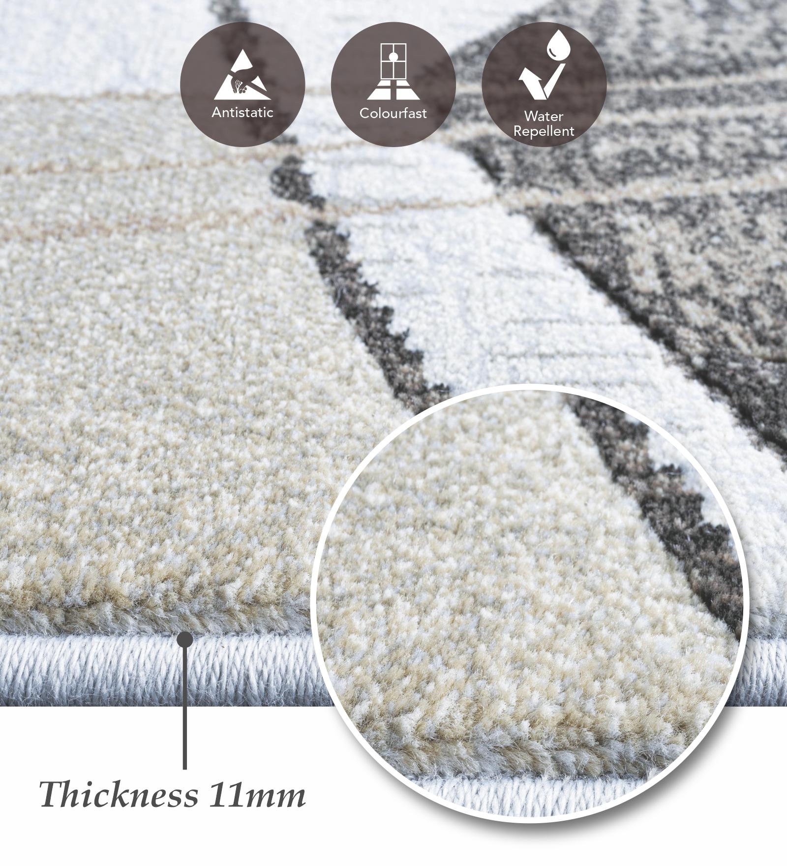 Aquarius Abstract Machine Made Runner Grey