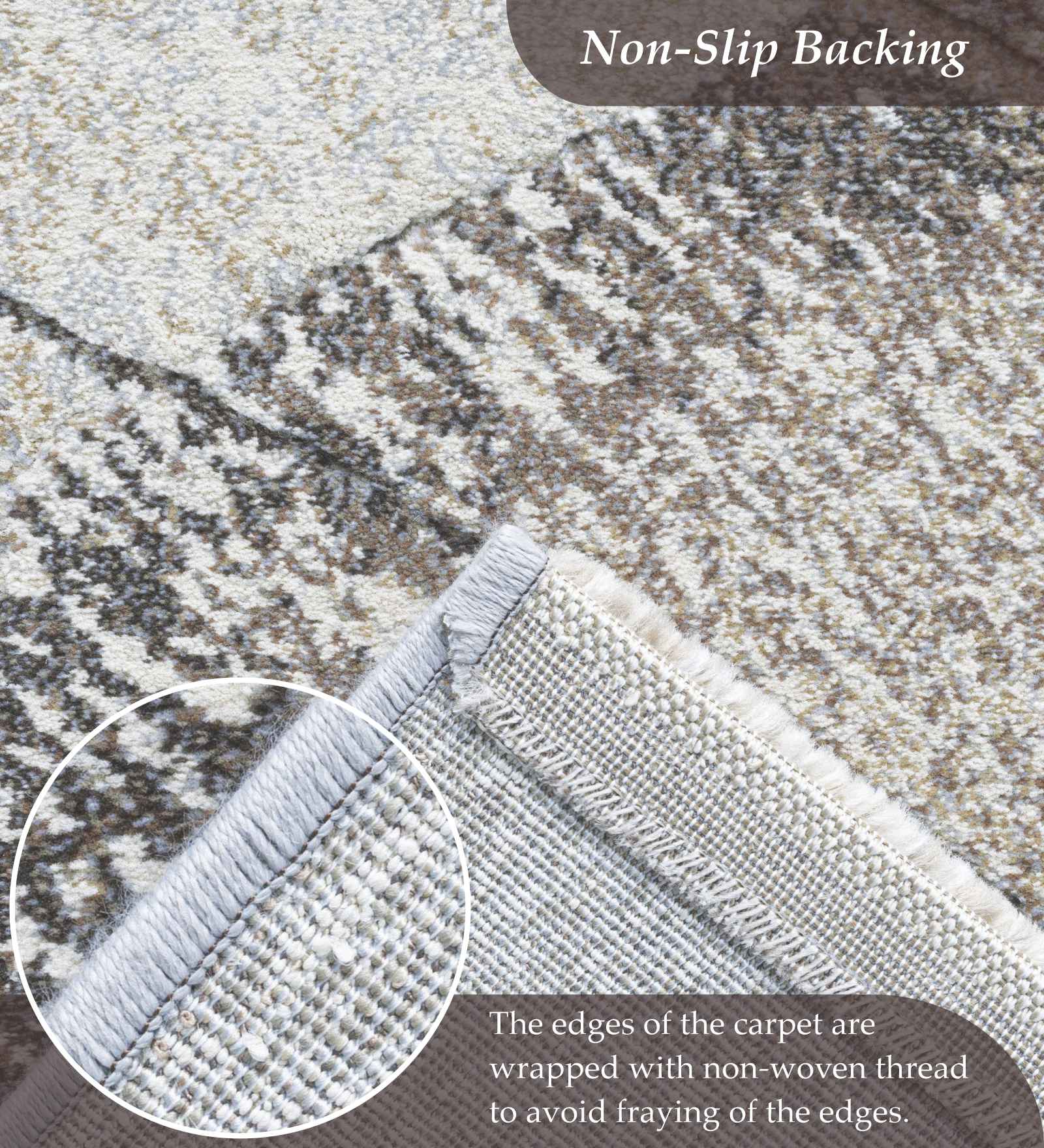 Aquarius Abstract Machine Made Runner Grey