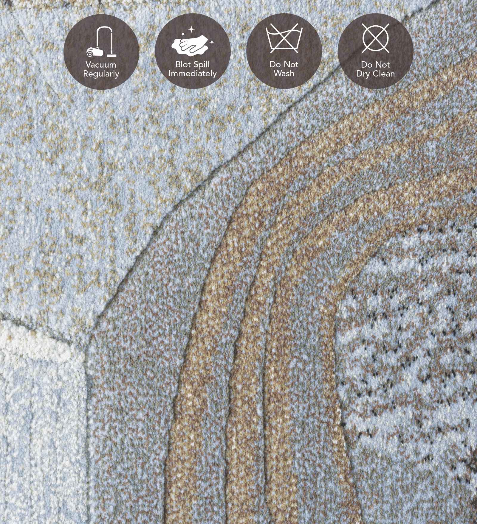 Aquarius Abstract Machine Made Runner Grey