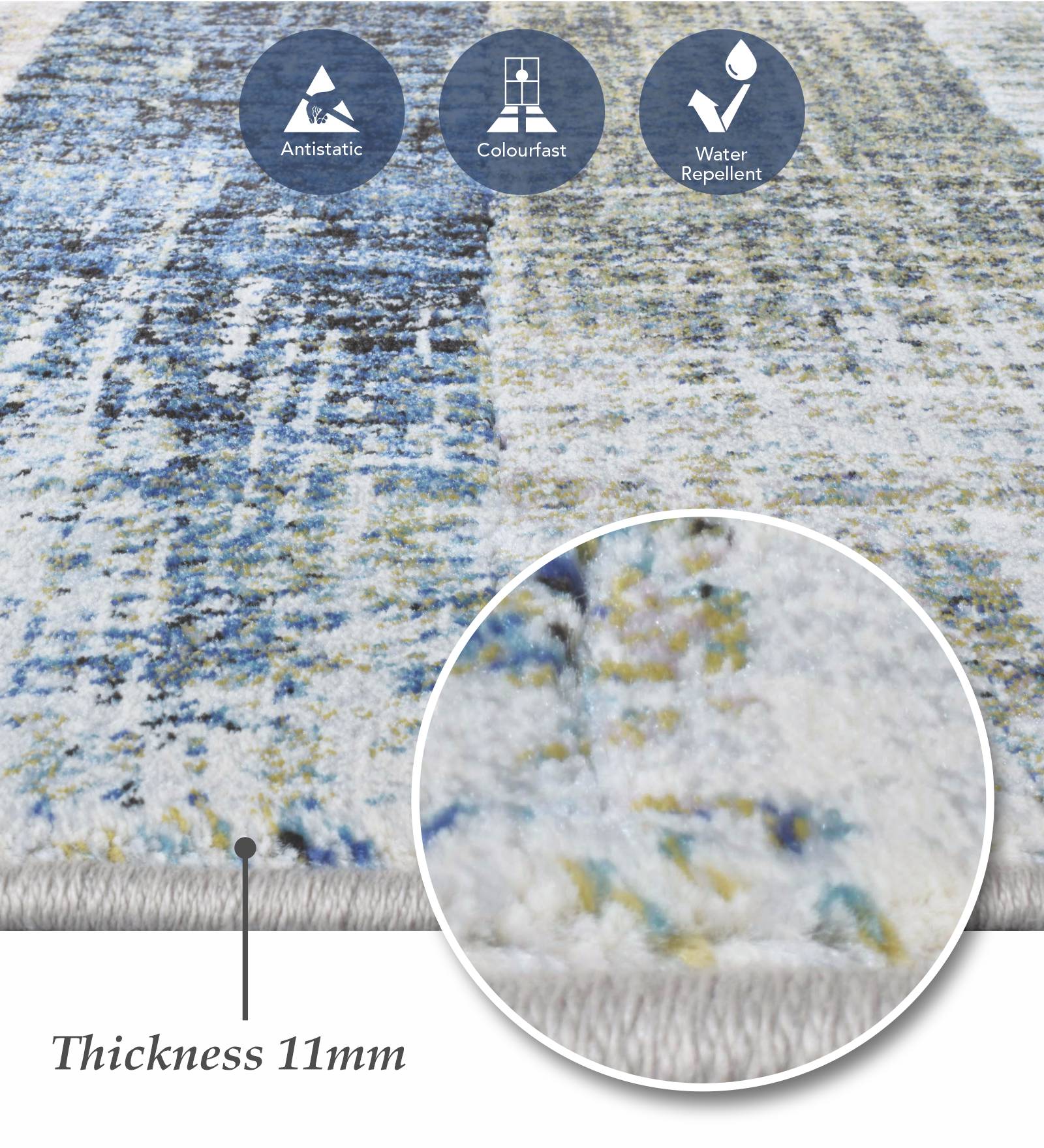 Aquarius Abstract Machine Made Runner Blue