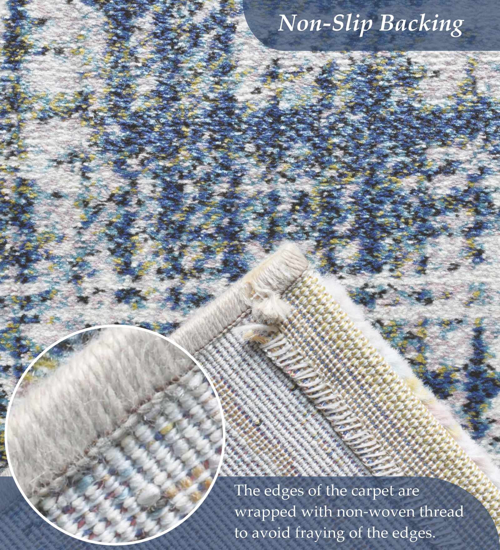 Aquarius Abstract Machine Made Runner Blue