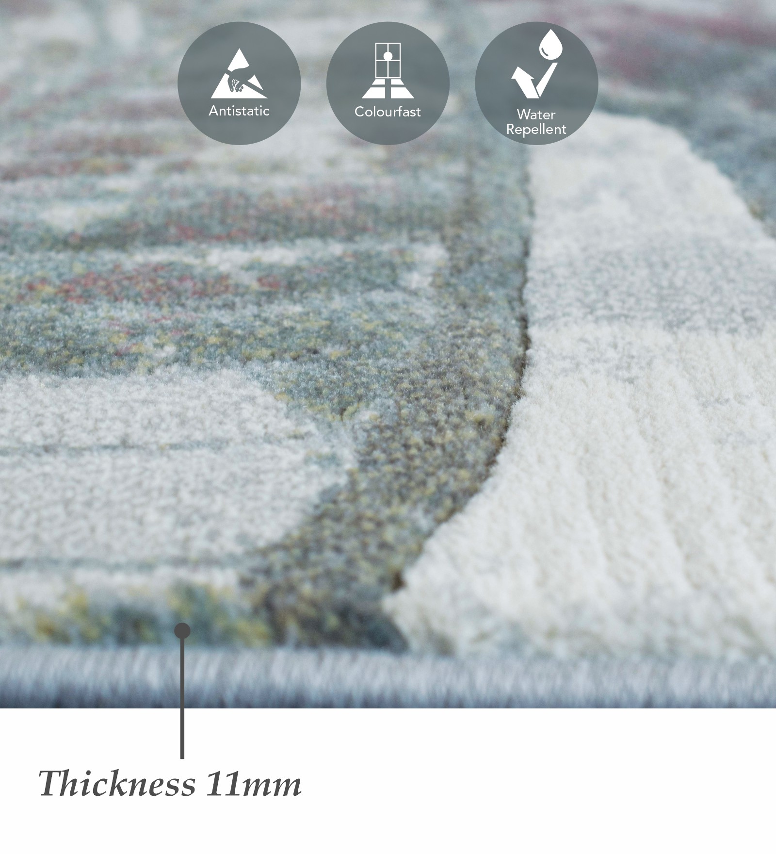 Aquarius Abstract Machine Made Runner Grey