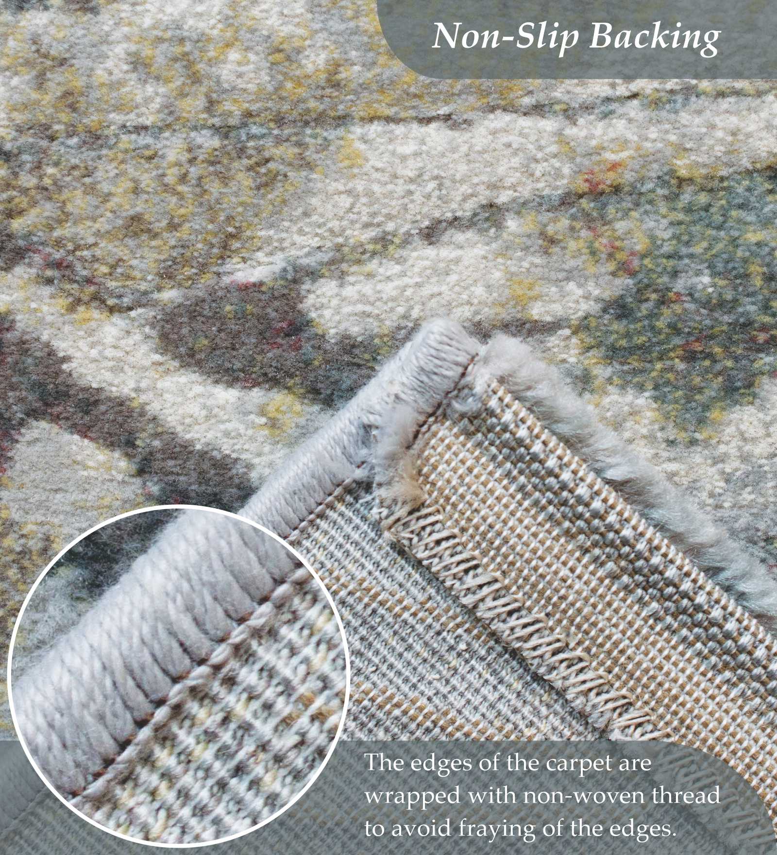 Aquarius Abstract Machine Made Runner Grey