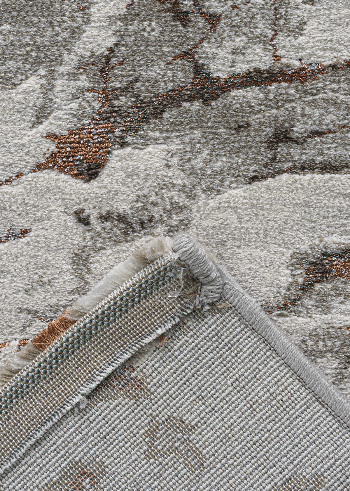 Platinum Abstract Machine Made Runner Grey