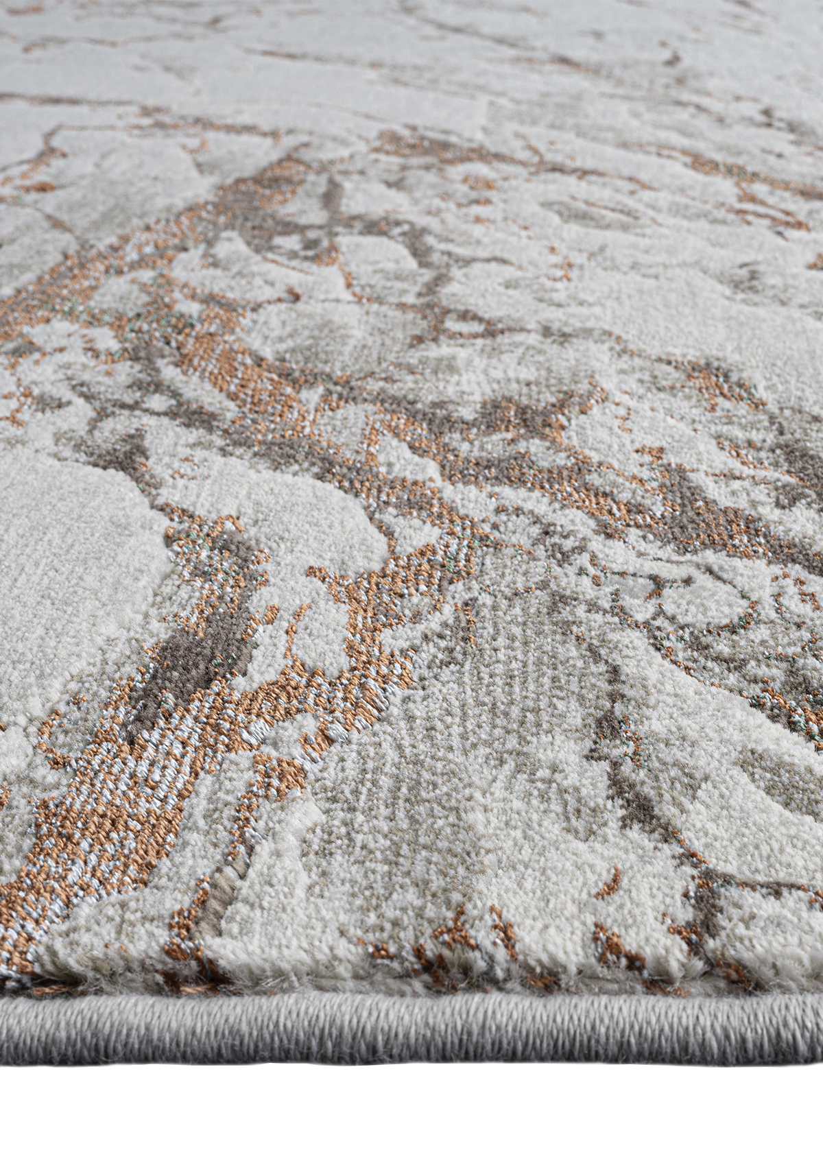 Platinum Abstract Machine Made Runner Grey