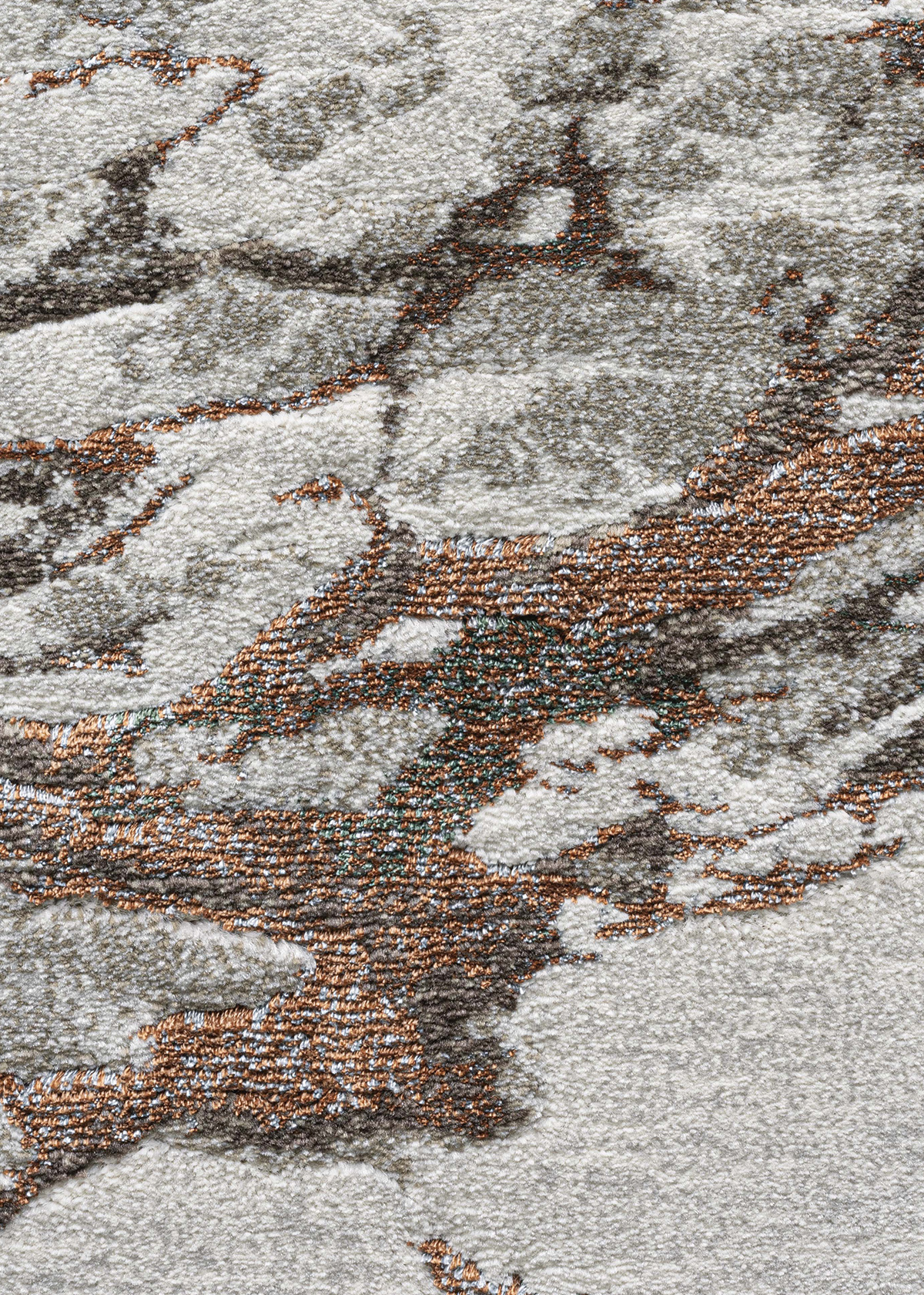 Platinum Abstract Machine Made Runner Grey