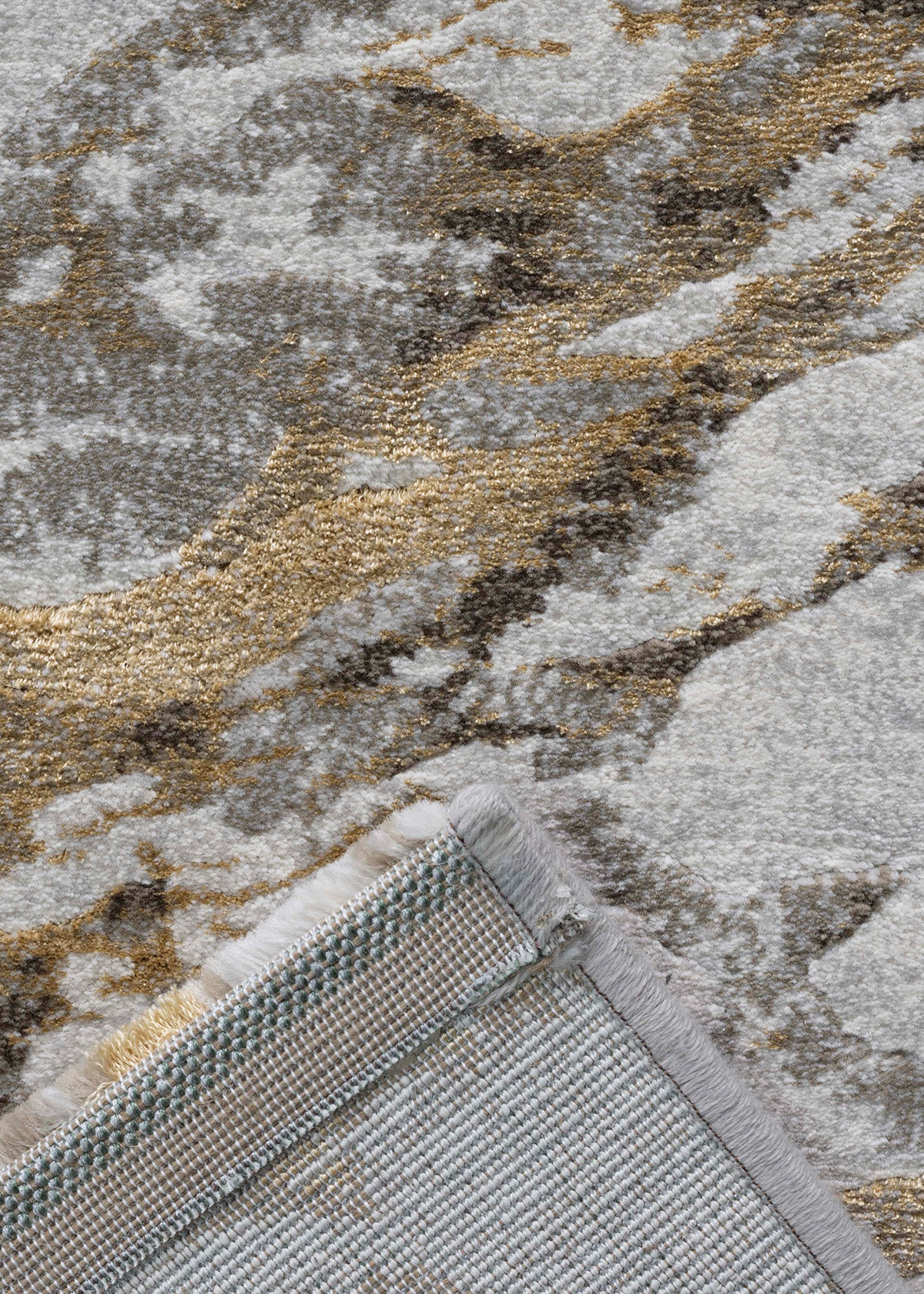 Platinum Abstract Machine Made Runner Grey and Musterd