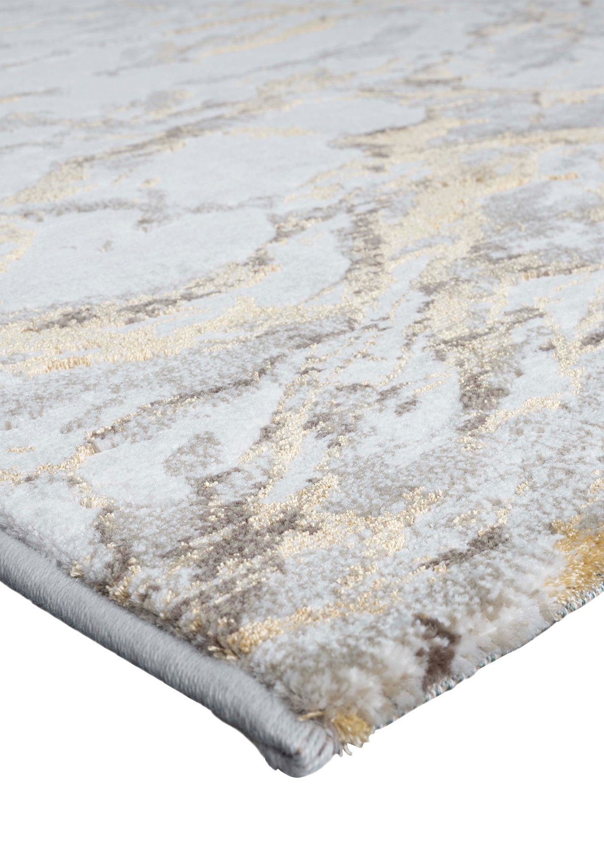 Platinum Abstract Machine Made Runner Grey and Musterd