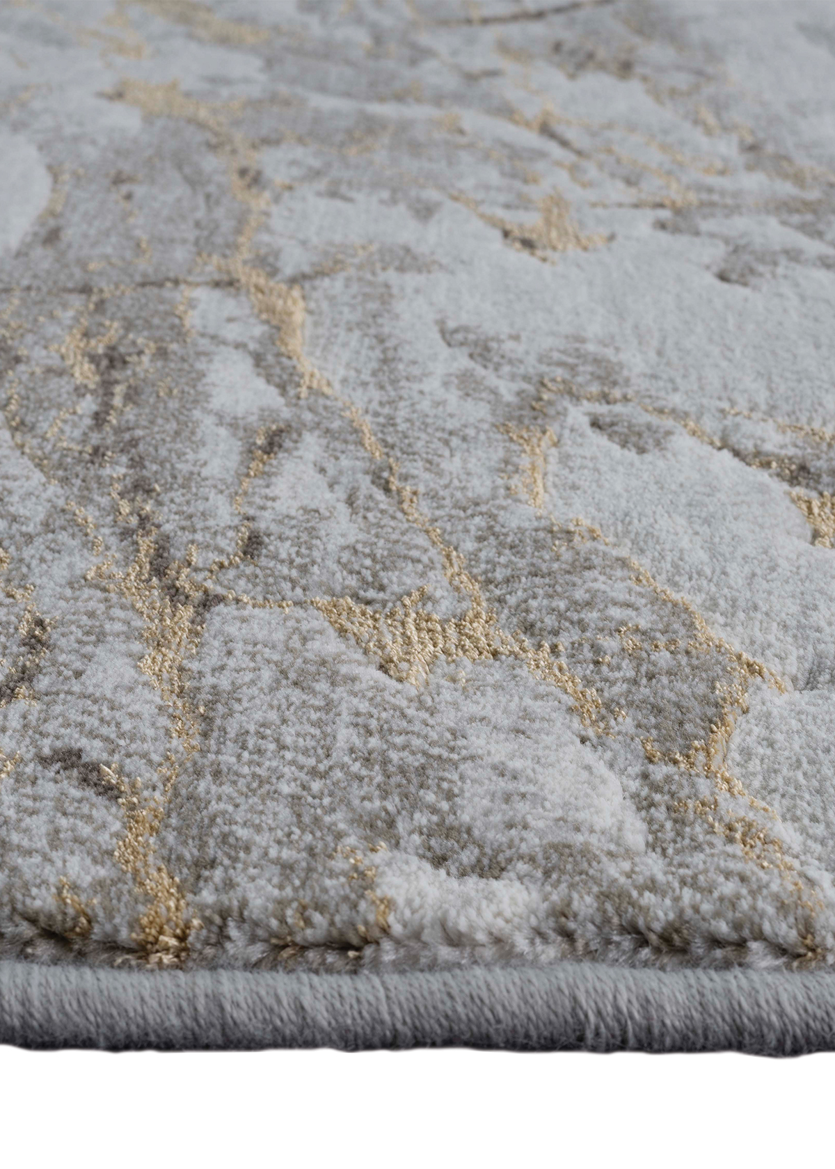 Platinum Abstract Machine Made Runner Grey and Musterd