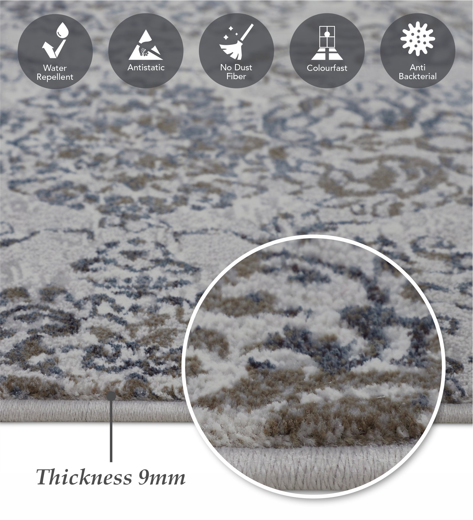 Platinum Abstract Machine Made Runner Grey and Blue