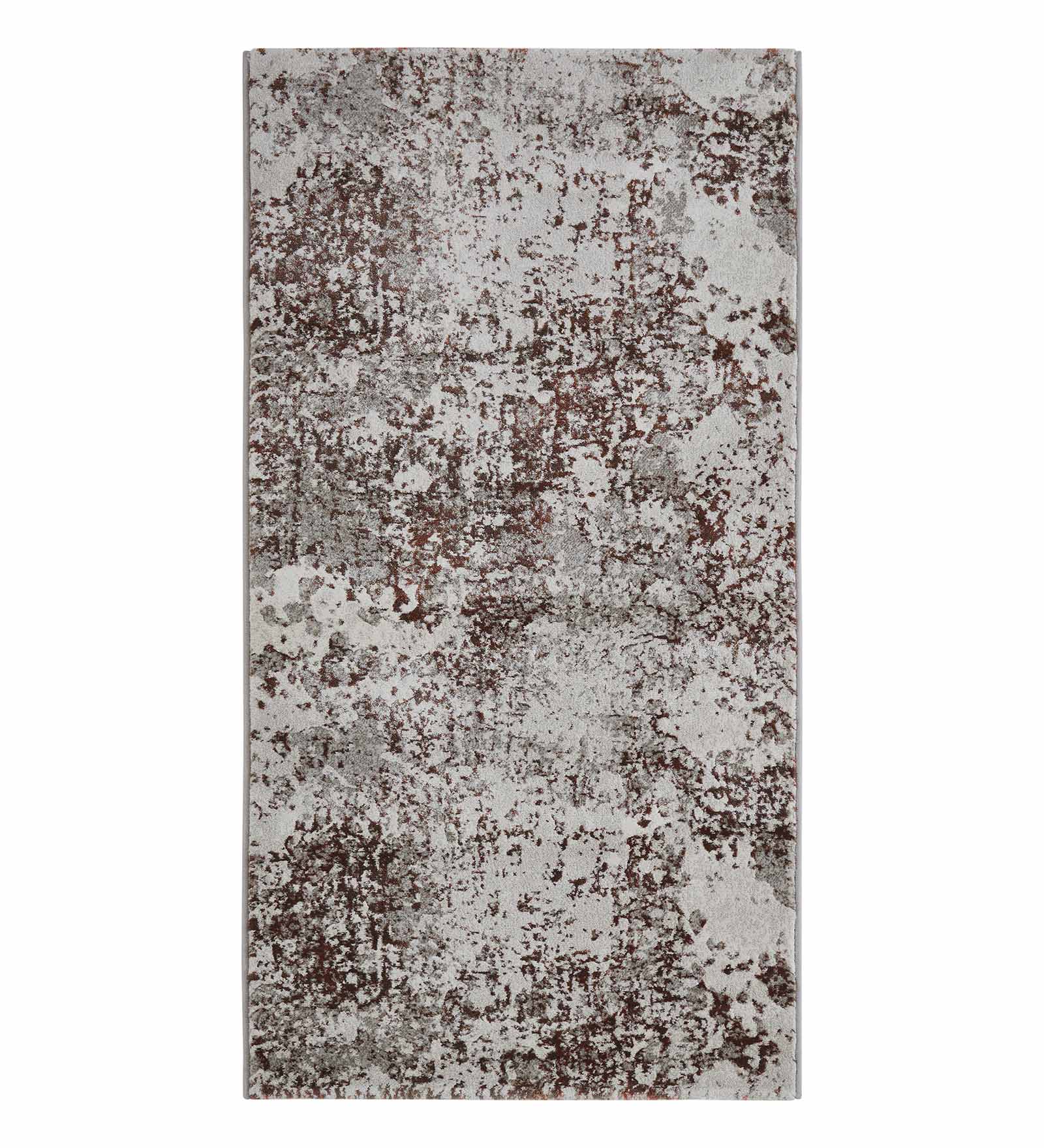 Platinum Abstract Machine Made Runner Grey and Rust