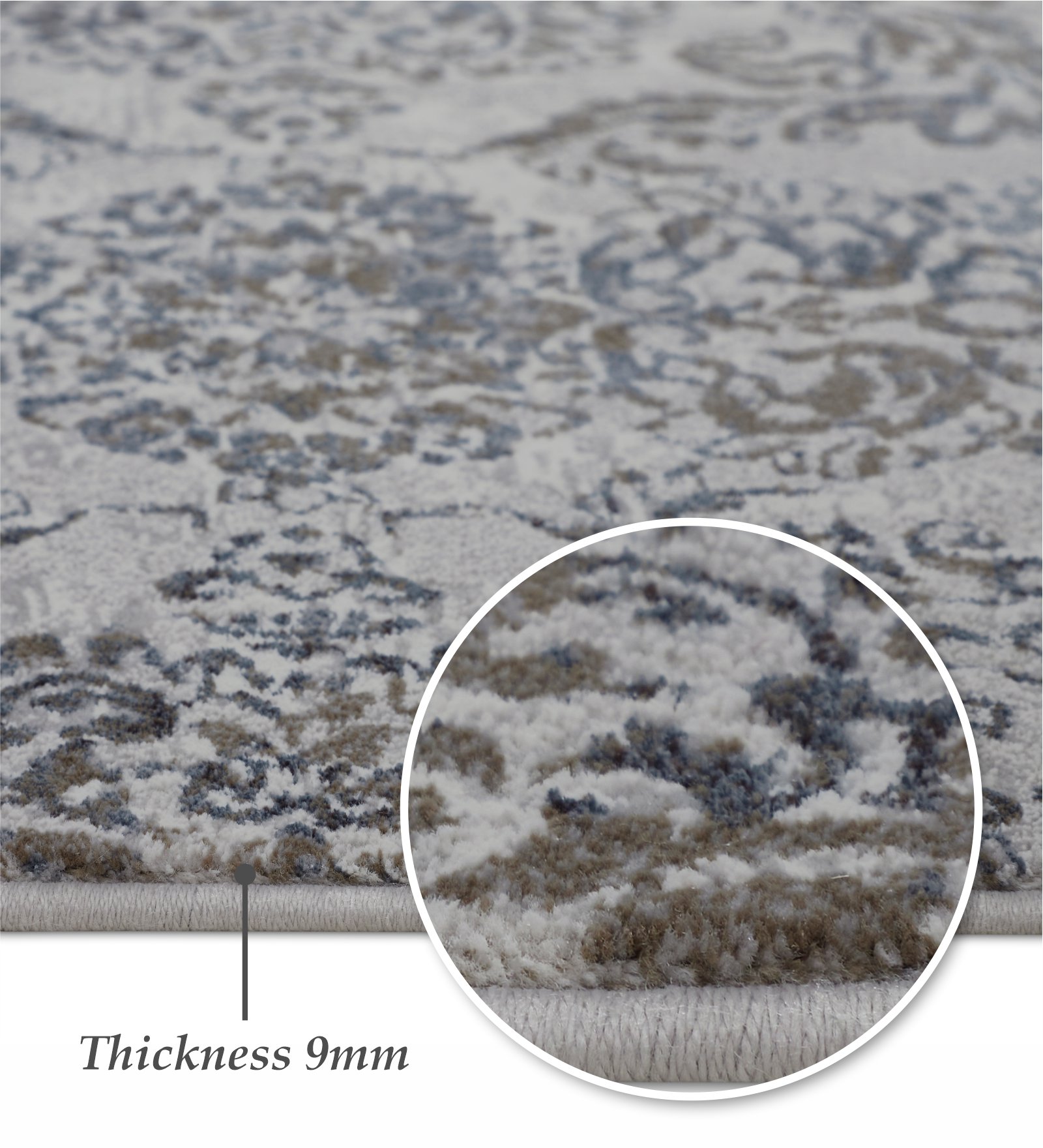 Platinum Classical Machine Made Carpet Grey and Blue