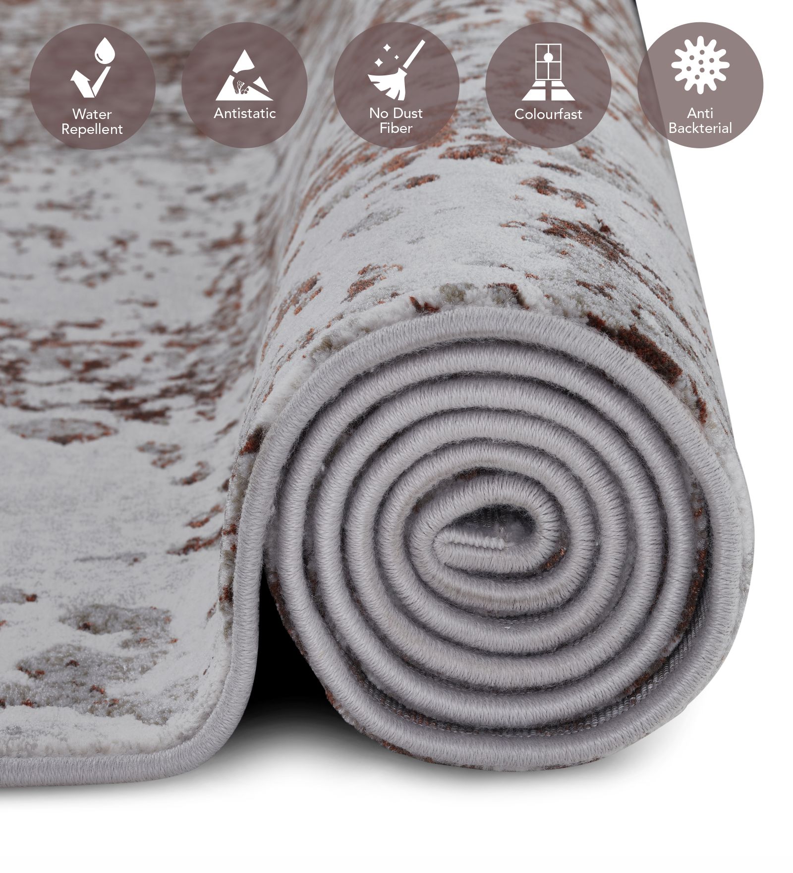 Platinum Abstract Machine Made Carpet Grey and Rust