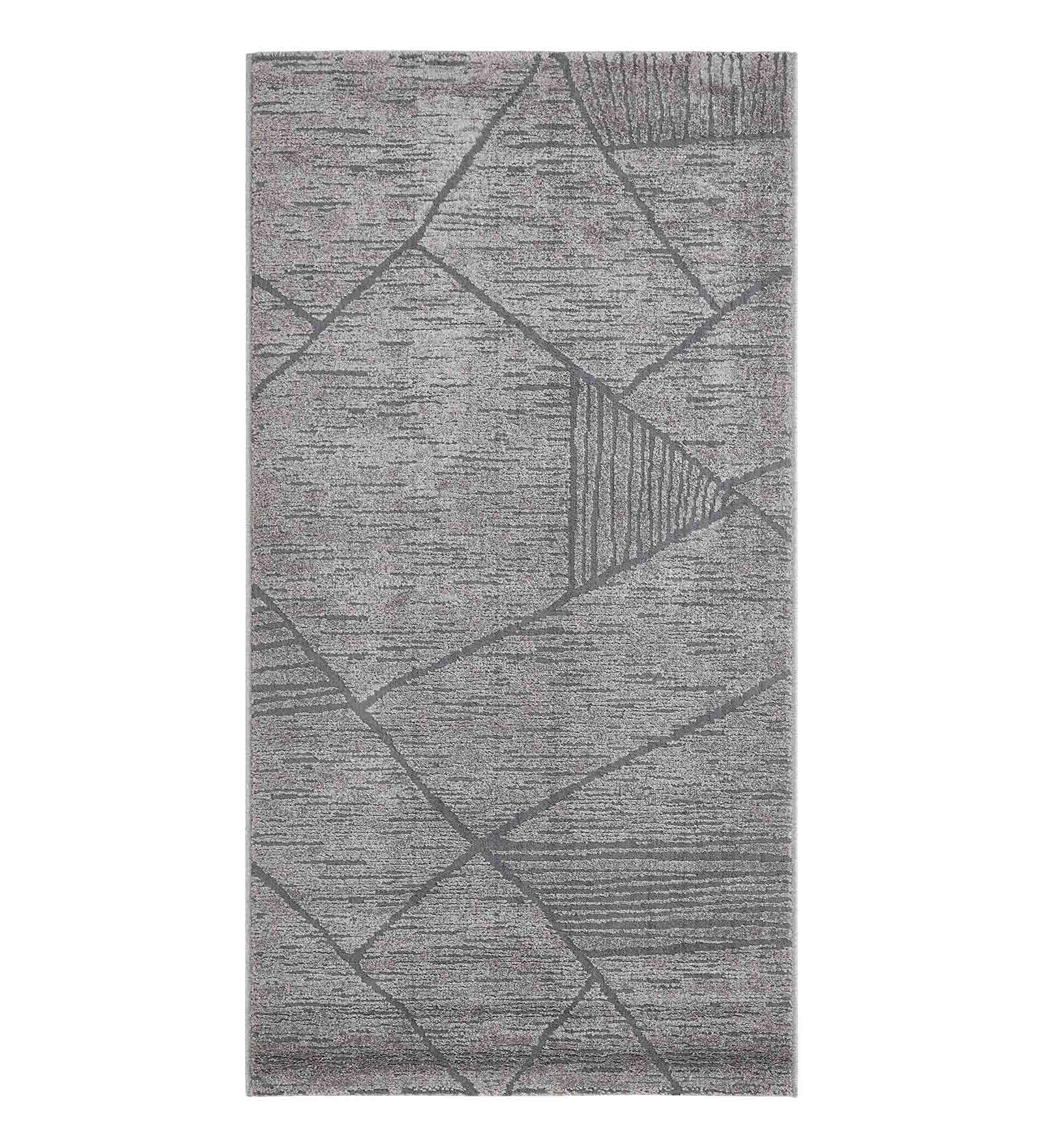 Trentino Abstract Machine Made Runner Grey