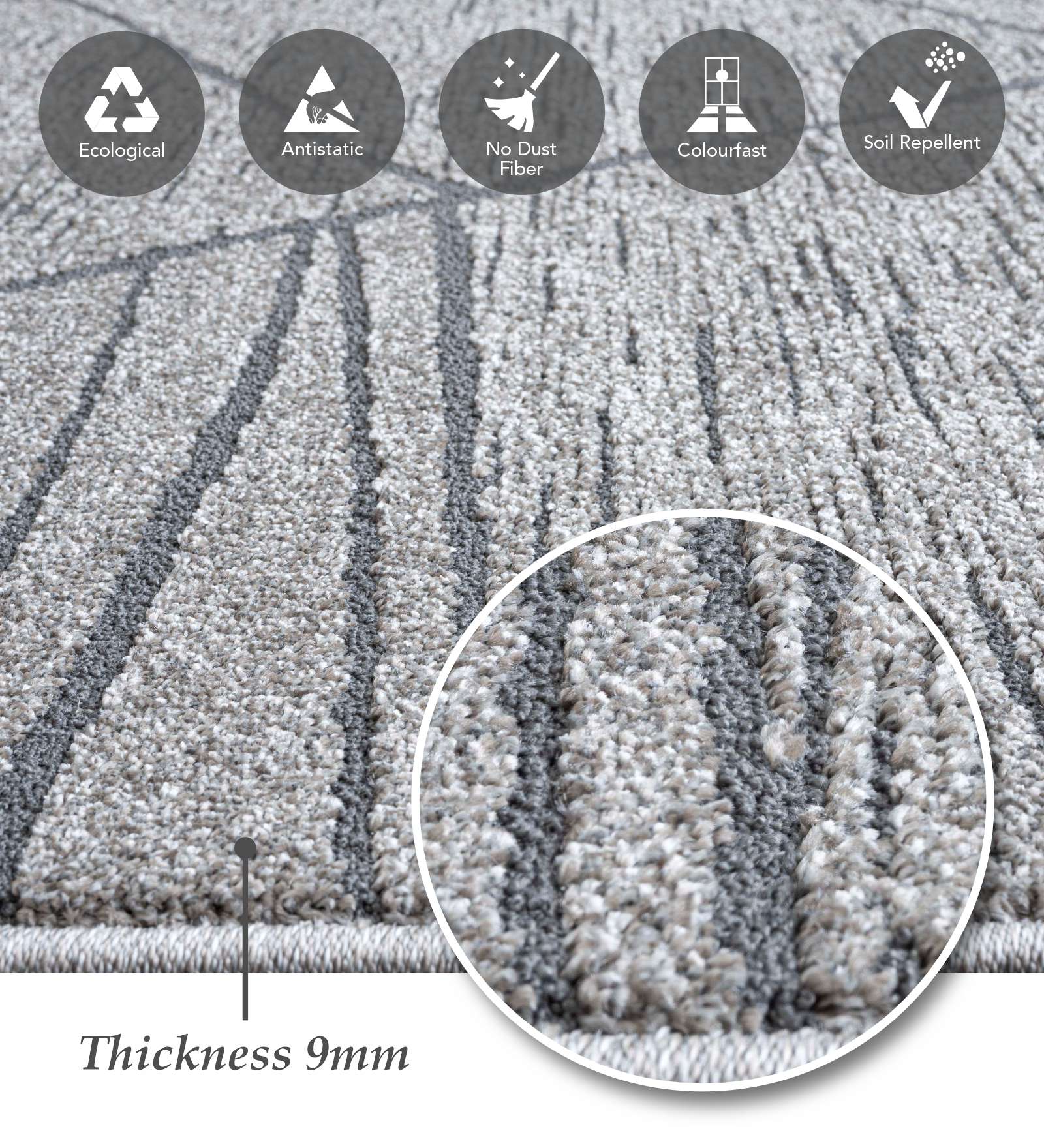 Trentino Abstract Machine Made Runner Grey