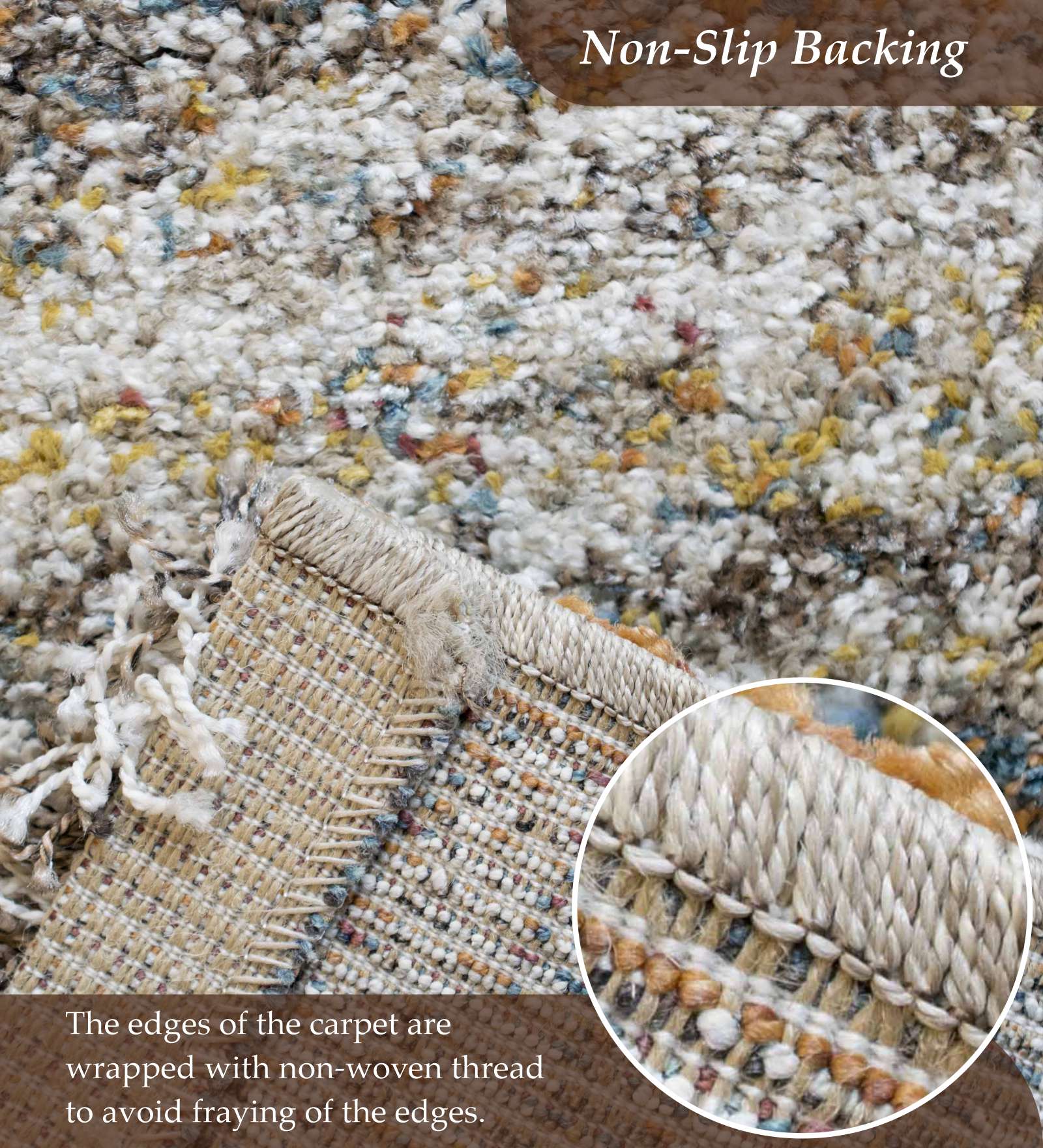 Mehari Polypropylene Shaggy Carpet Brown