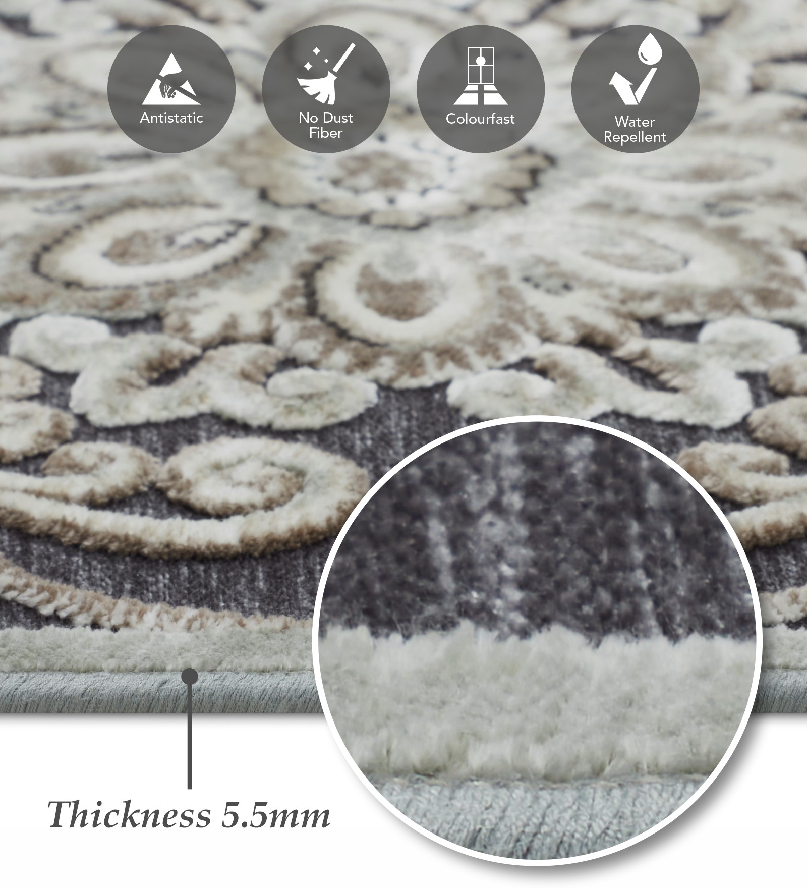 Genova Neo Classical Runner Grey and Cream