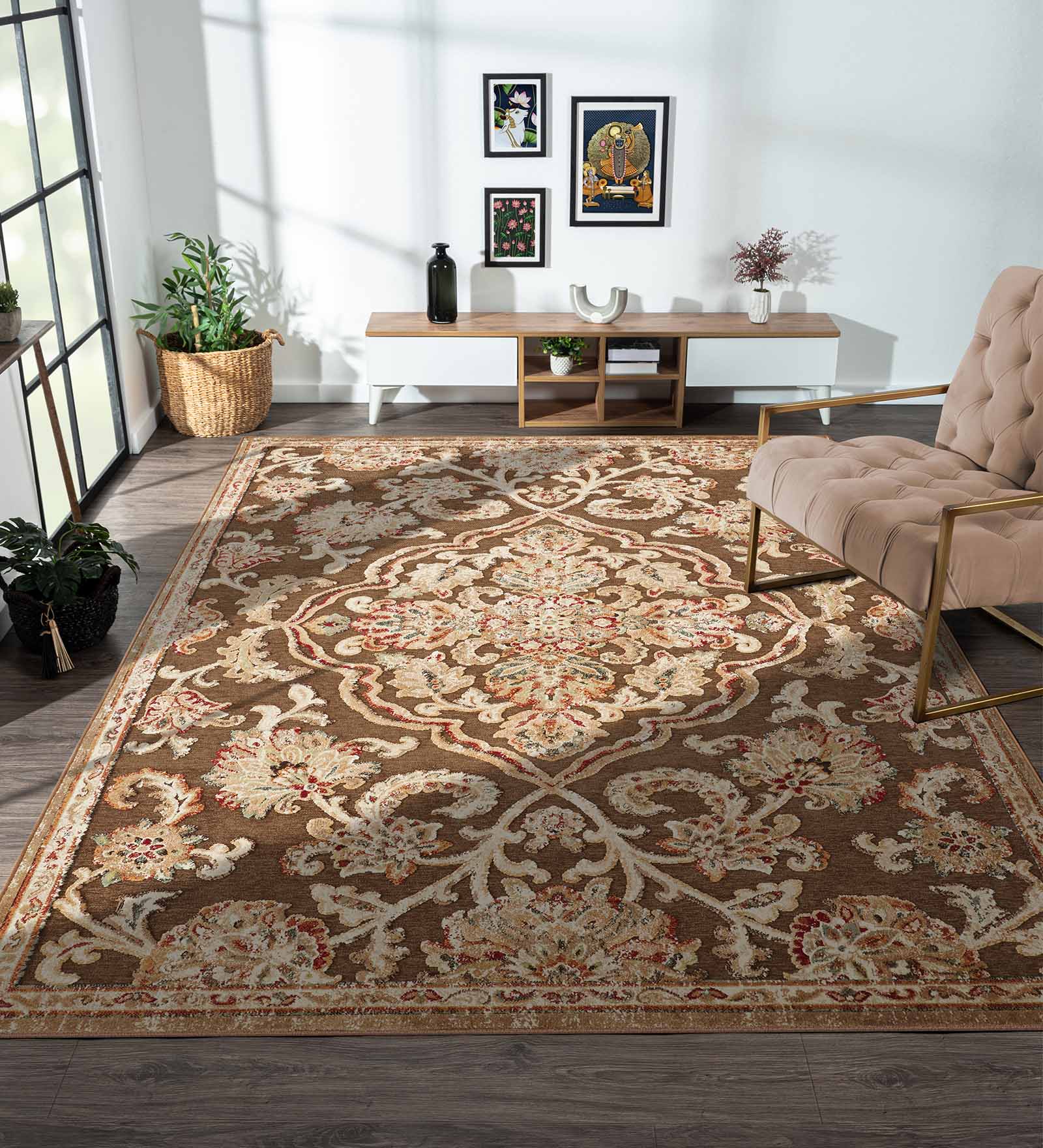 Genova Classical Carpet Brown and Beige