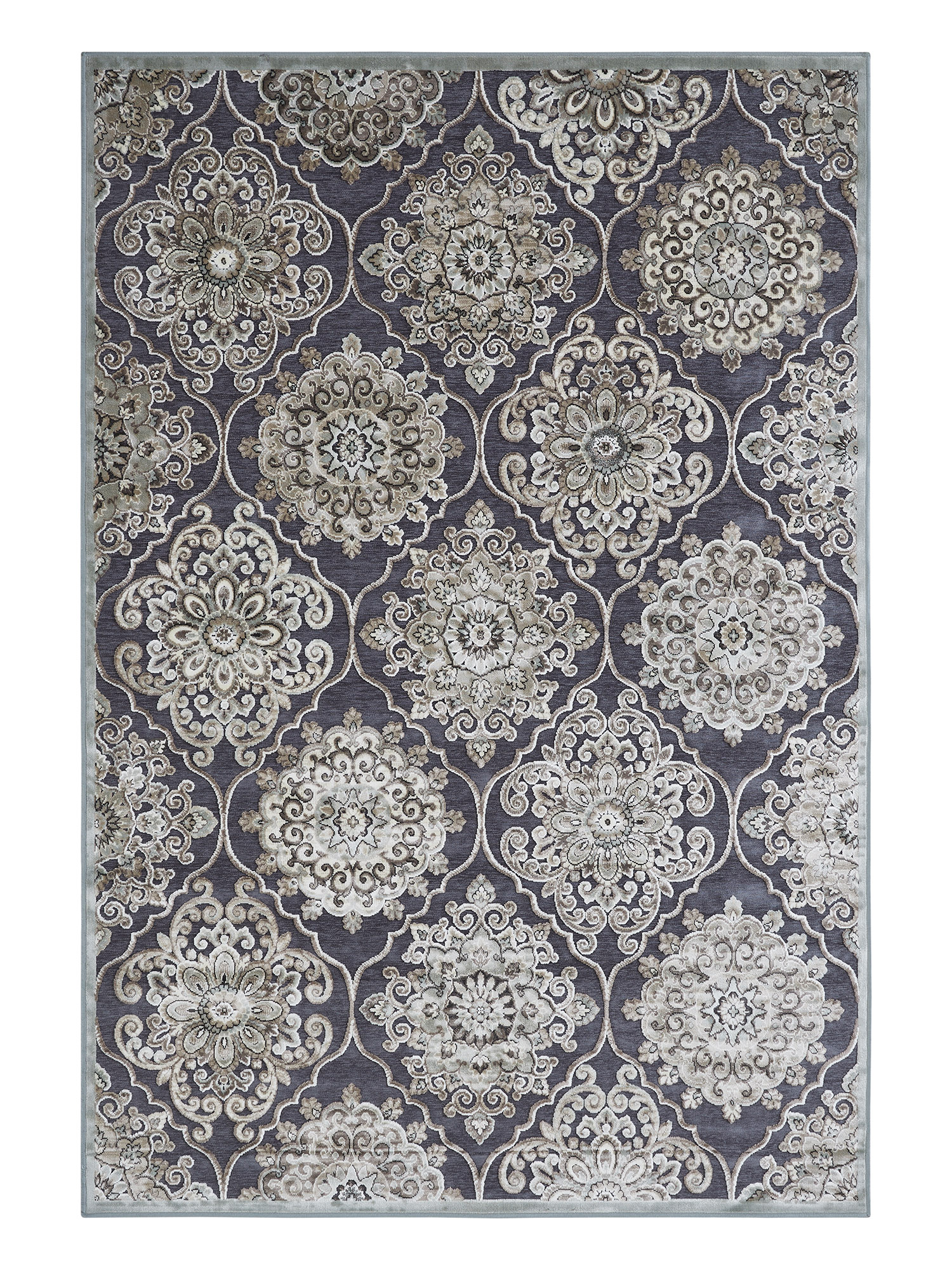 Genova Neo Classical Carpet Grey and Cream
