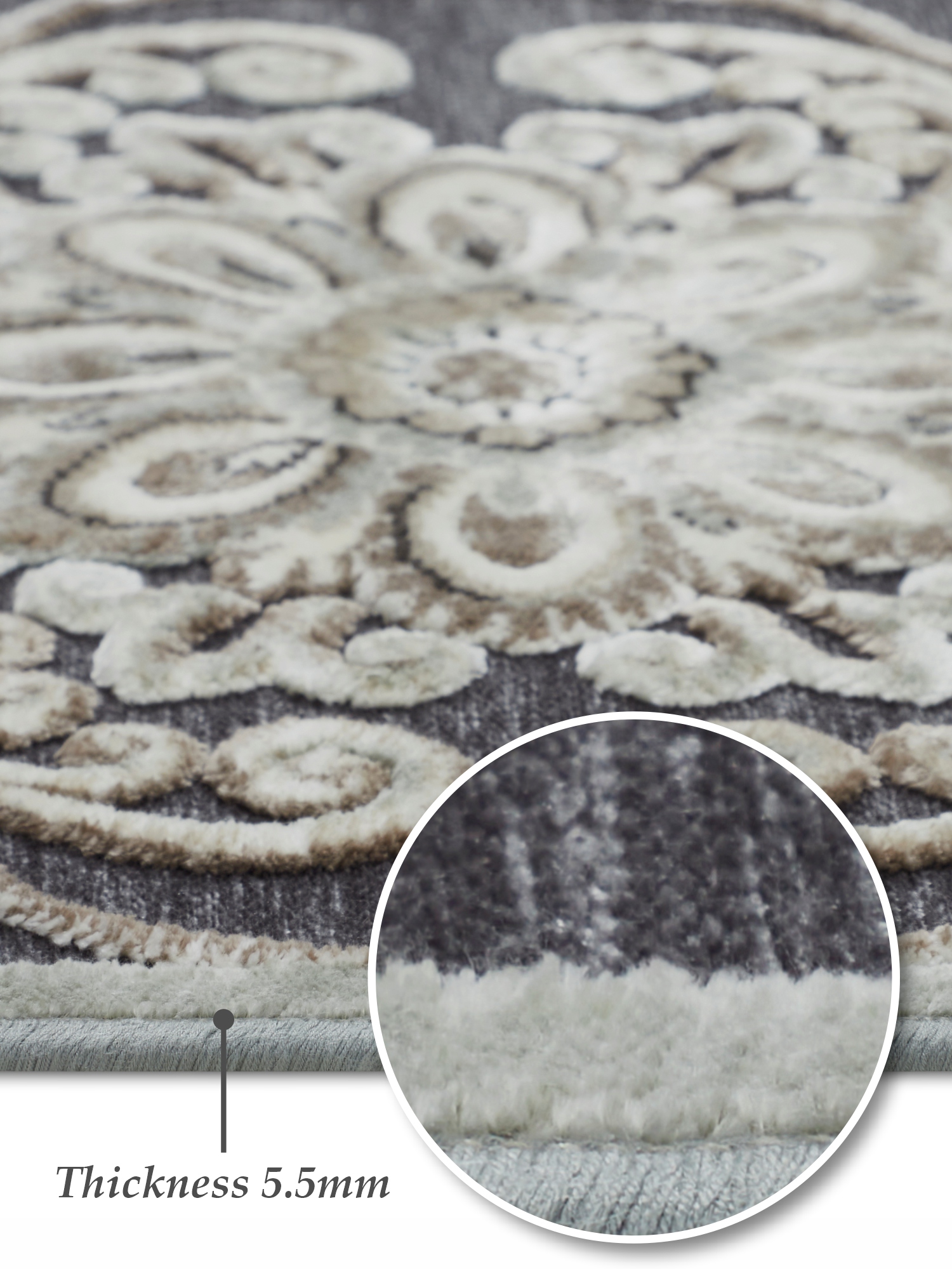 Genova Neo Classical Carpet Grey and Cream