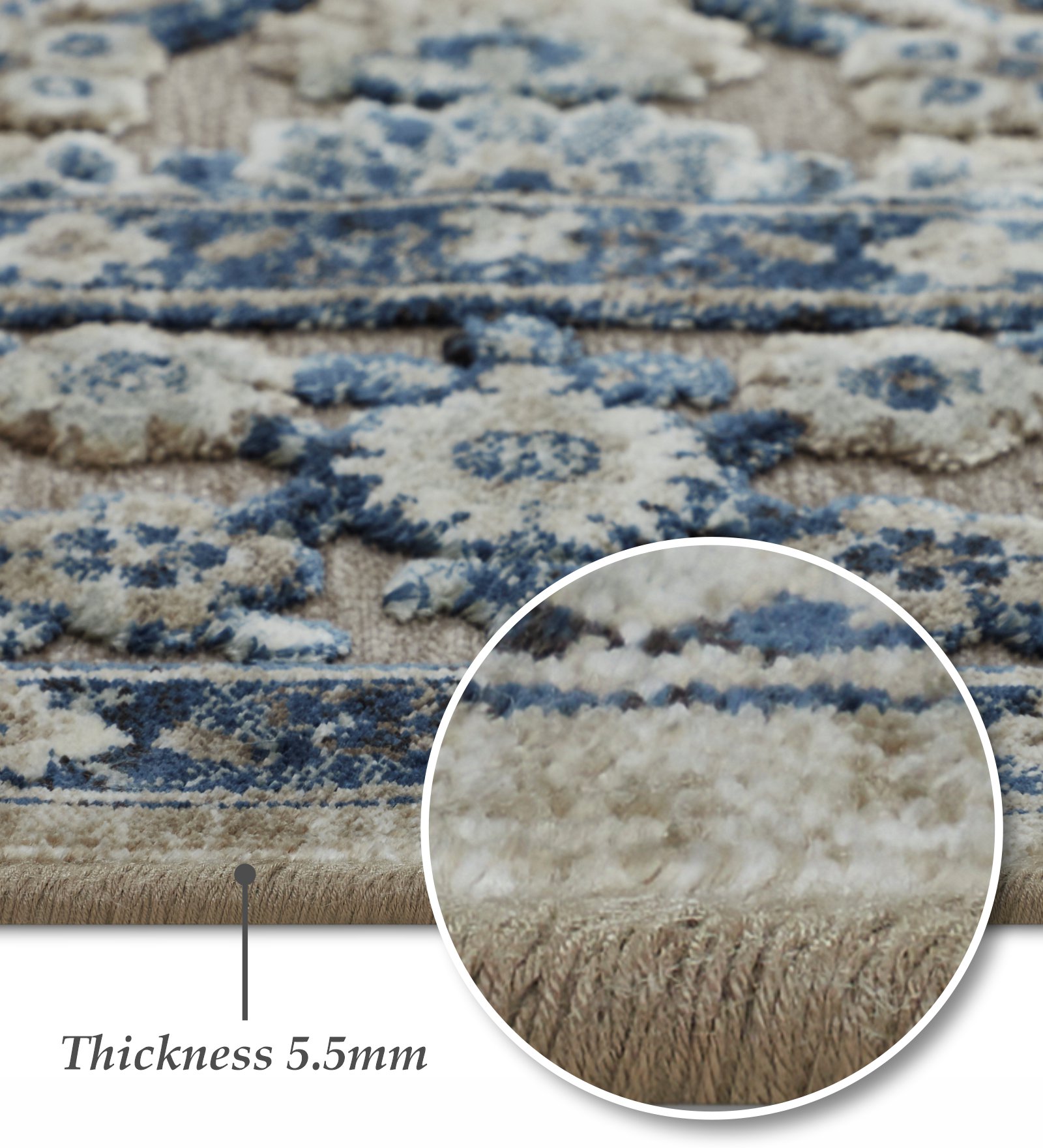Genova Classical Carpet Blue and Beige