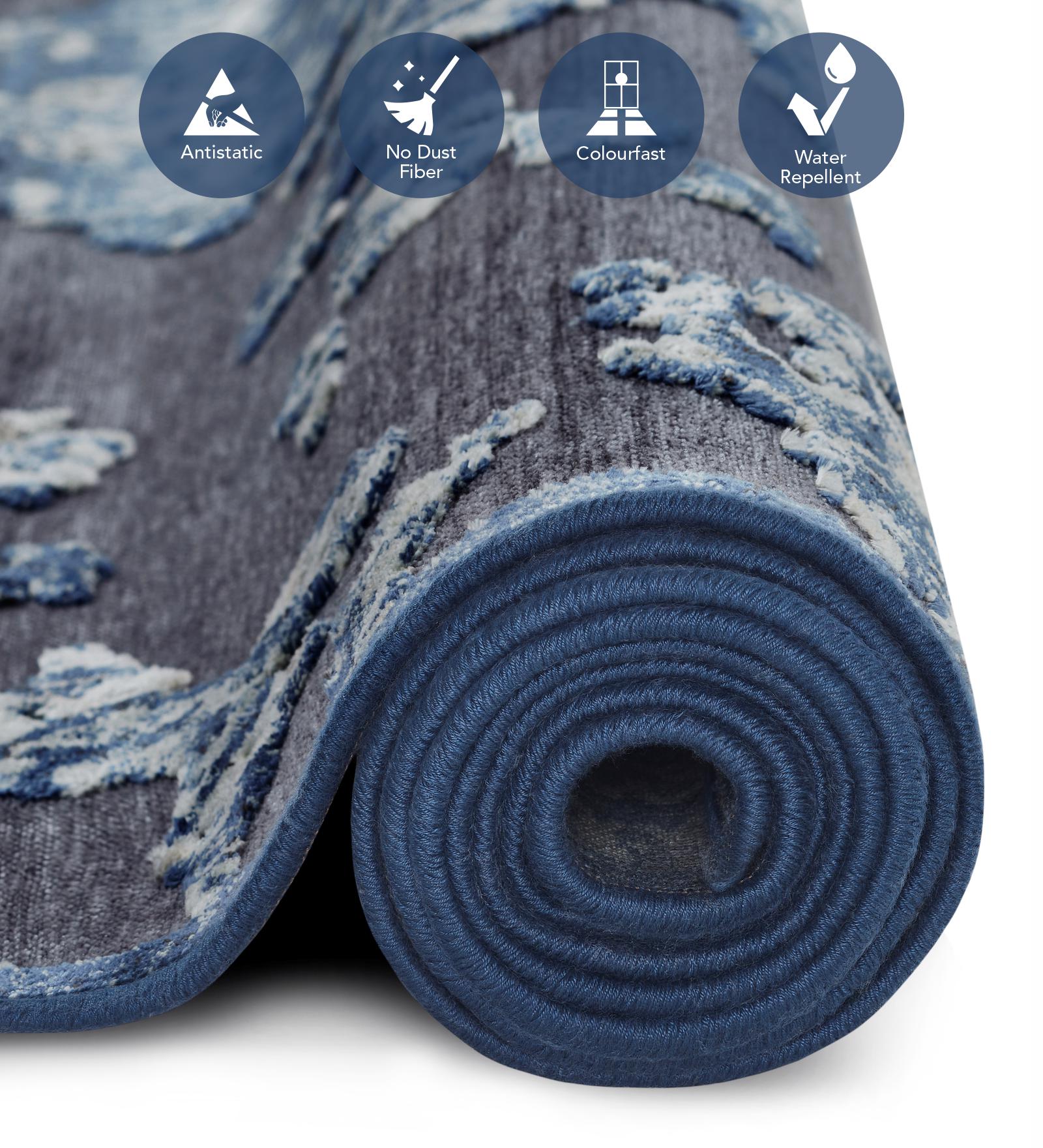 Genova Classical Carpet Blue and Grey