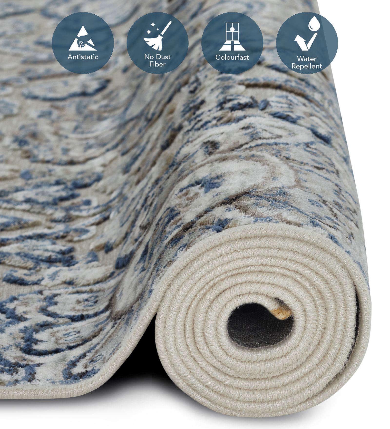 Genova Neo Classical Carpet Cream and Blue