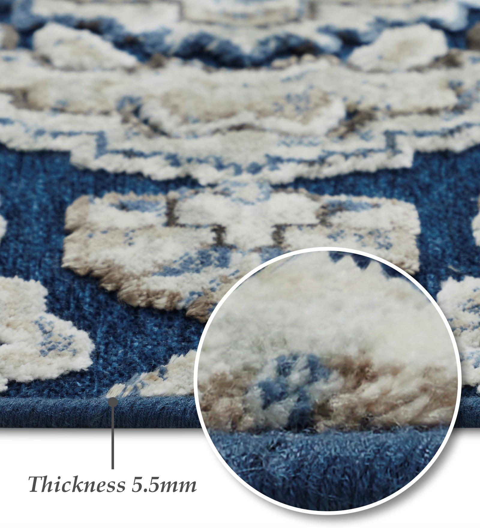 Genova Neo Classical Carpet Blue and Cream