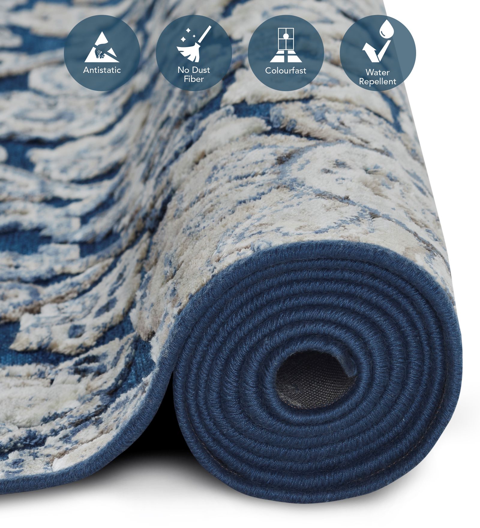 Genova Neo Classical Carpet Blue and Cream