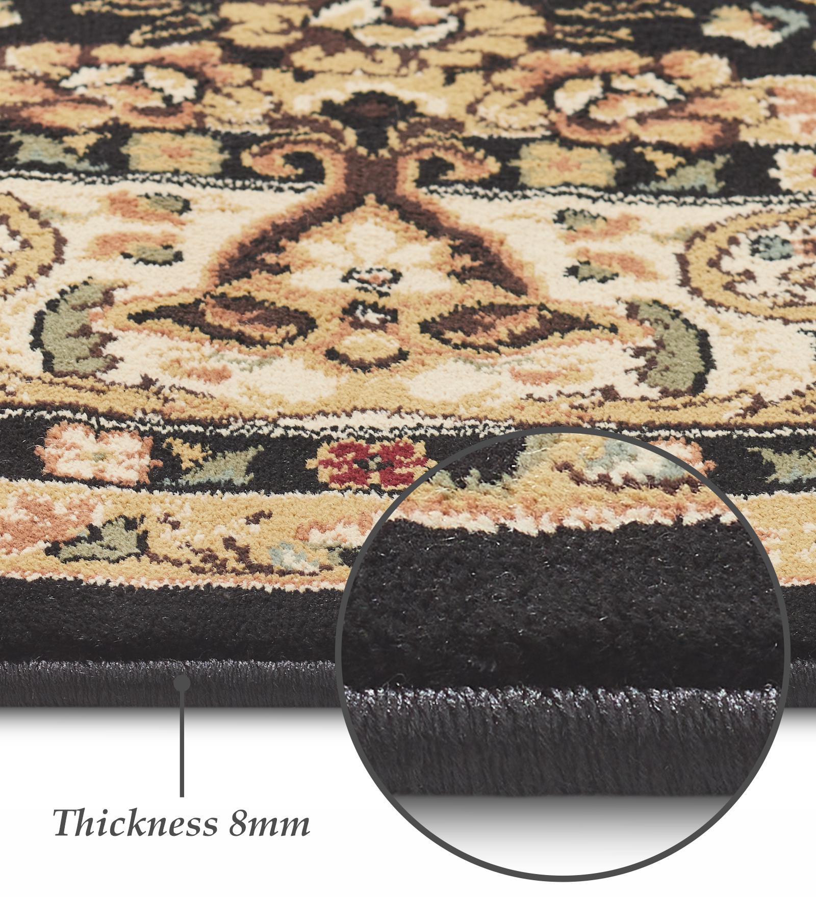 Esfahan Classical Machine Made Carpet Black and Beige