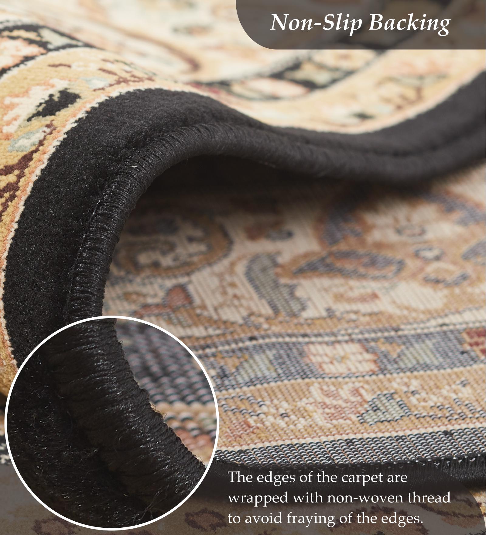 Esfahan Classical Machine Made Carpet Black and Beige