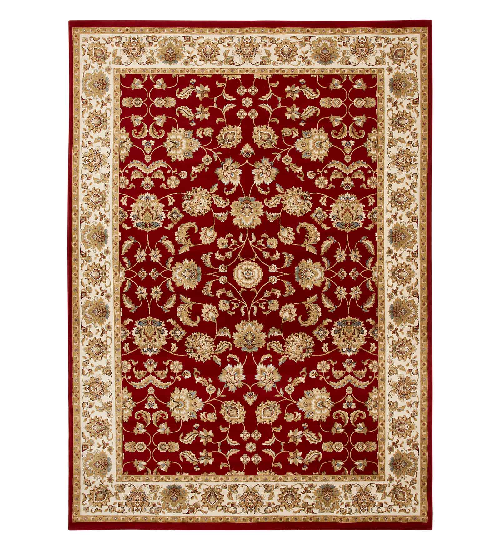 Esfahan Classical Machine Made Carpet Red Cream